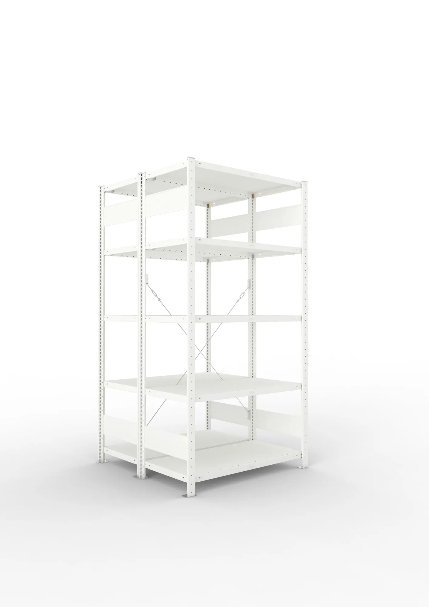 META CLIP | Fachbodenregal | Doppel-Grundregal | 2000 x 1000 x 500 mm | Fachlast 100 kg | 4+1 Ebenen | RAL 7035