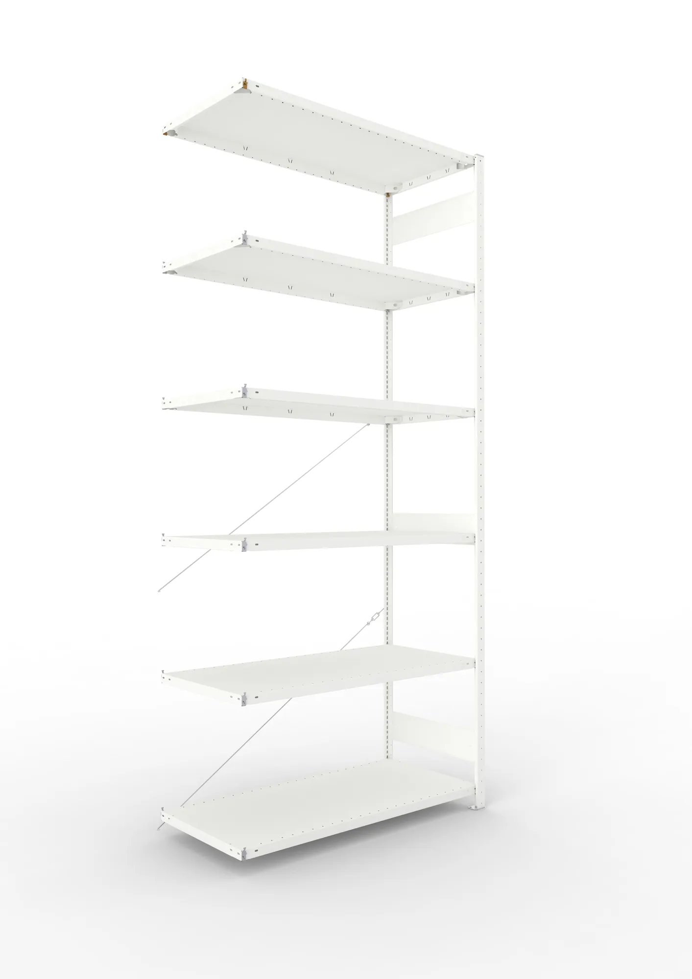 META CLIP | Fachbodenregal | Anbauregal | 3000 x 1300 x 600 mm | Fachlast 230 kg | 5+1 Ebenen | RAL 7035