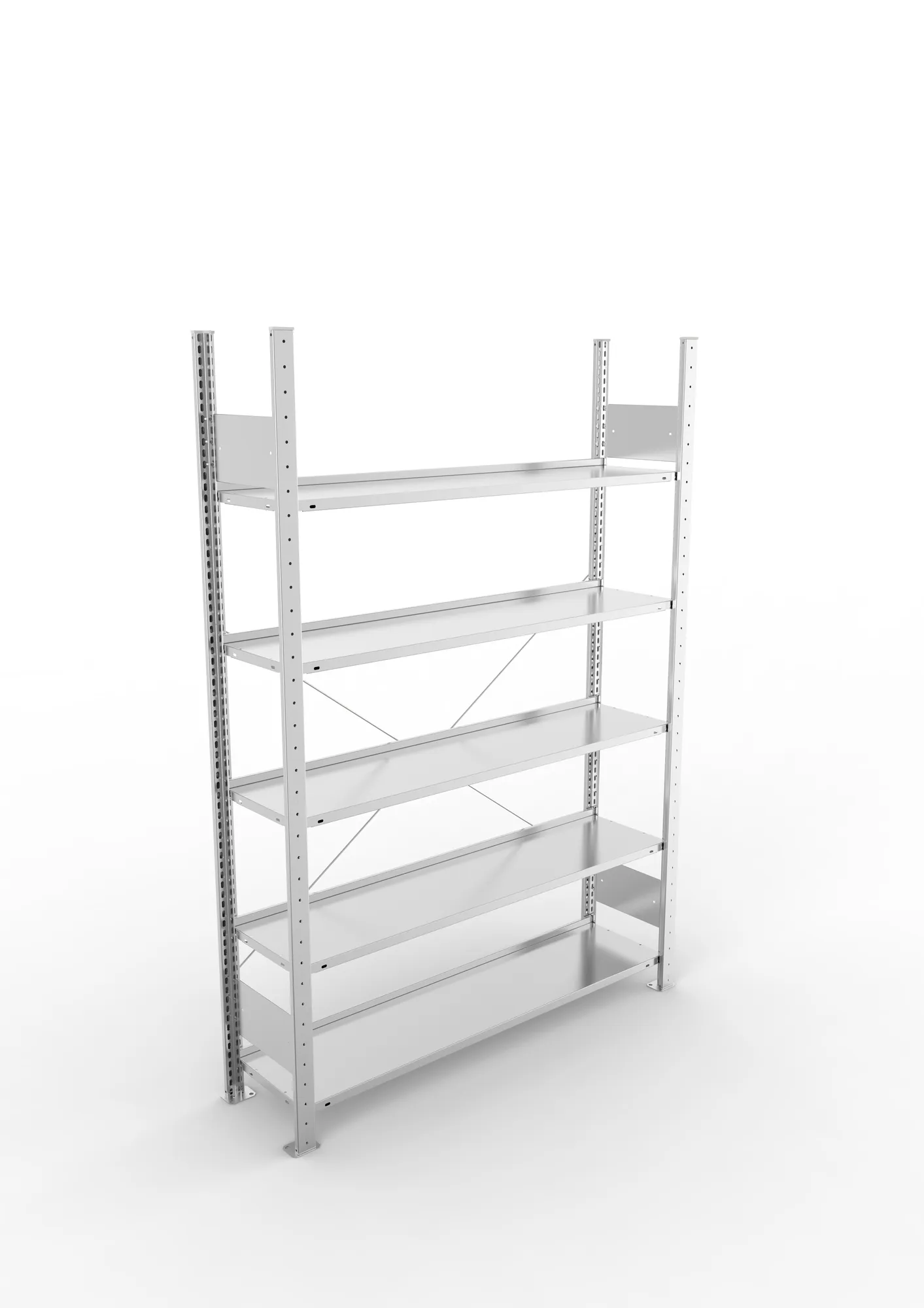 META COMPACT S3| Büro-Steckregal | Grundregal | 1850 x 1250 x 300 mm | Fachlast 80 kg | 5 Ebenen | Endanschlag | verzinkt