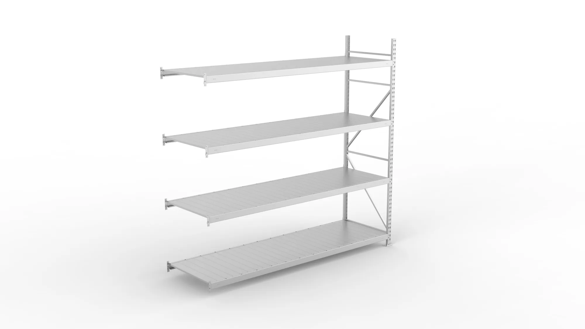 META MINI-RACK Weitspannregal | Anbauregal | 2500 x 2600 x 800 mm | Fachlast 490 kg | Stahlpaneelböden | 4 Ebenen