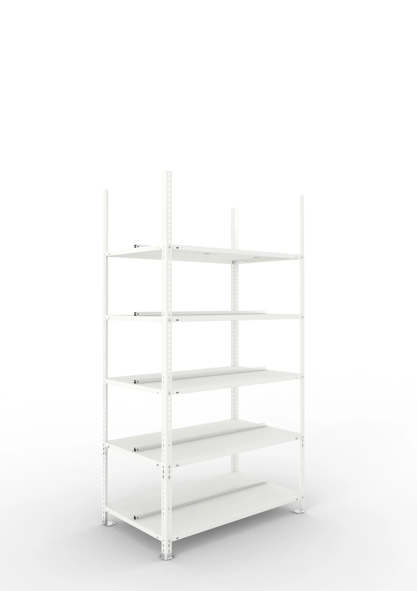 META FIX COMPACT | Büro-Schraubregal | Grundregal | 1850 x 1000 x 600 mm | 70 kg | 5 Ebenen | RAL 7035