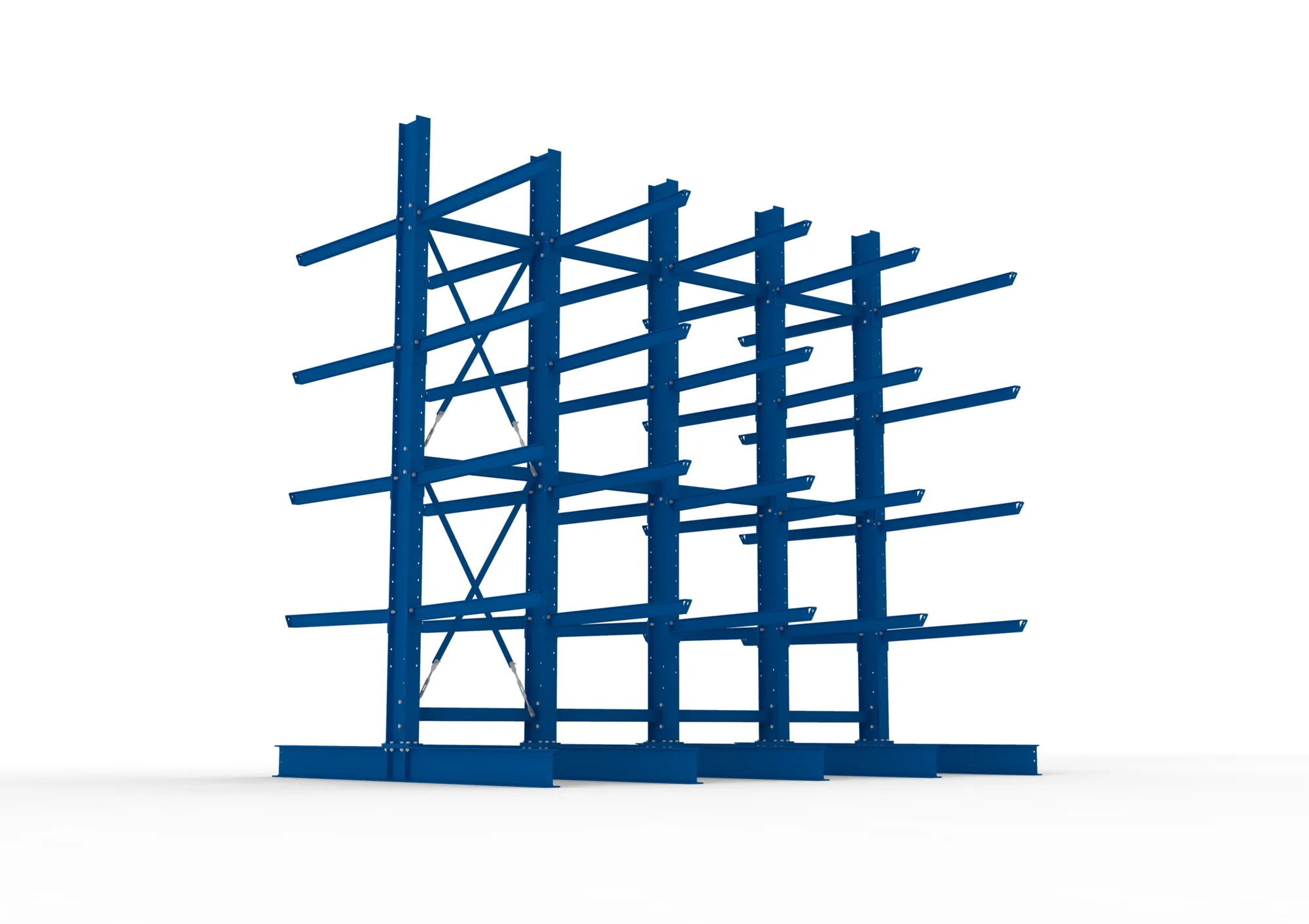 META MULTISTRONG H | Kragarmregal | 4 Felder | 4000 x 4000 x 1250 mm | Armlast 400 kg | doppelseitig | 4+1 Ebenen