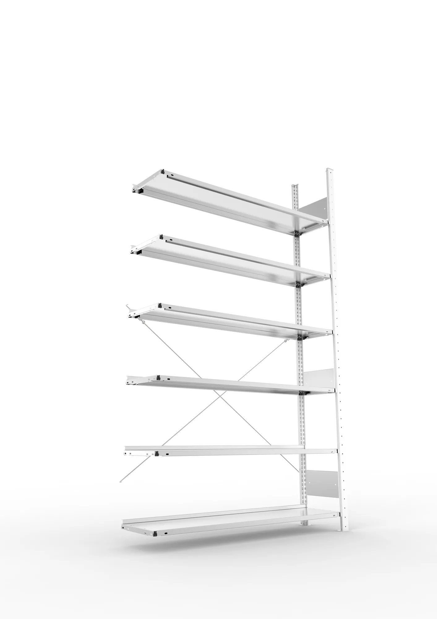 META COMPACT S3| Büro-Steckregal | Anbauregal | 2200 x 1250 x 300 mm | Fachlast 80 kg | 6 Ebenen | Endanschlag | verzinkt