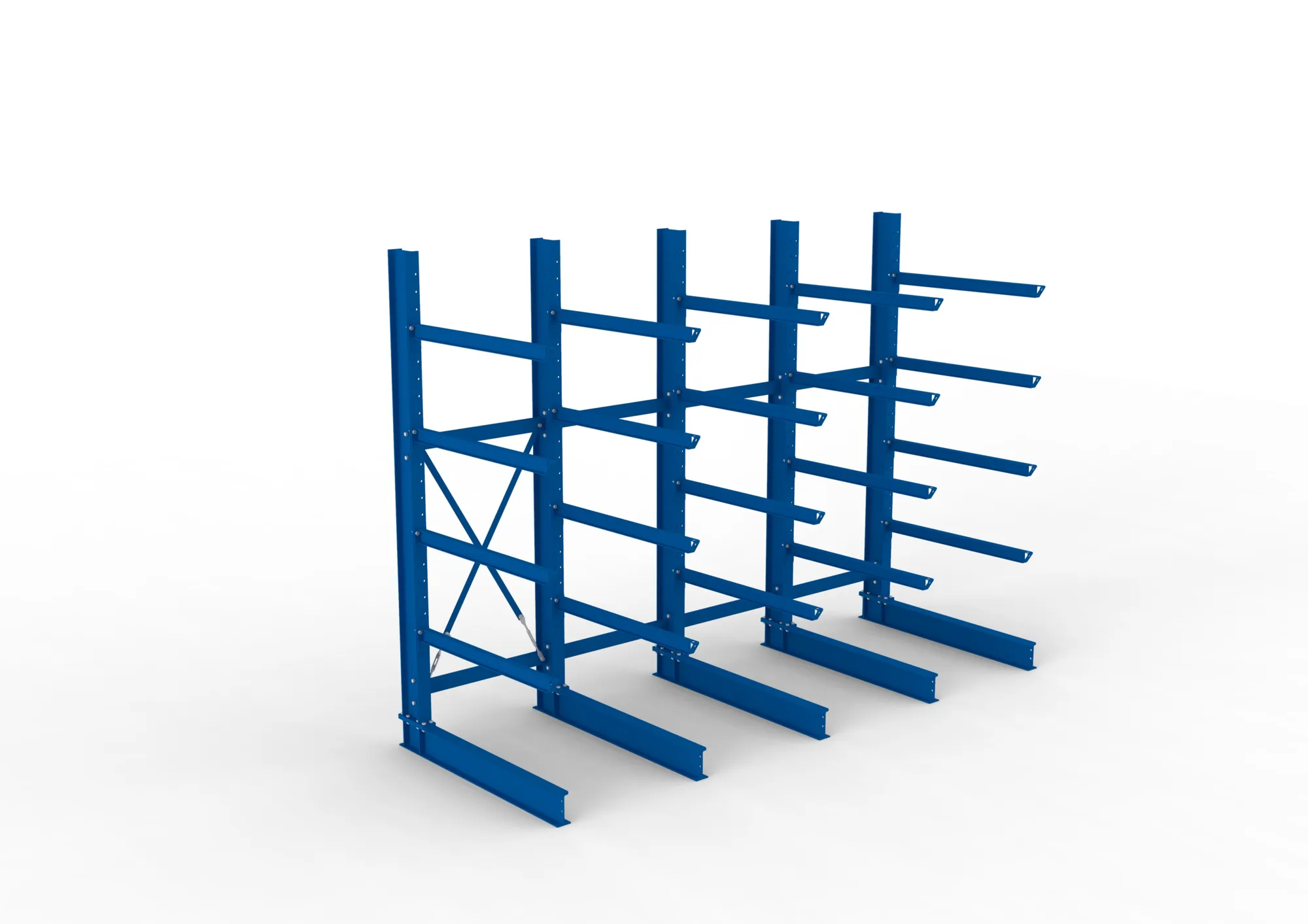 META MULTISTRONG H | Kragarmregal | 4 Felder | 3000 x 4000 x 1250 mm | Armlast 400 kg | einseitig | 4+1 Ebenen