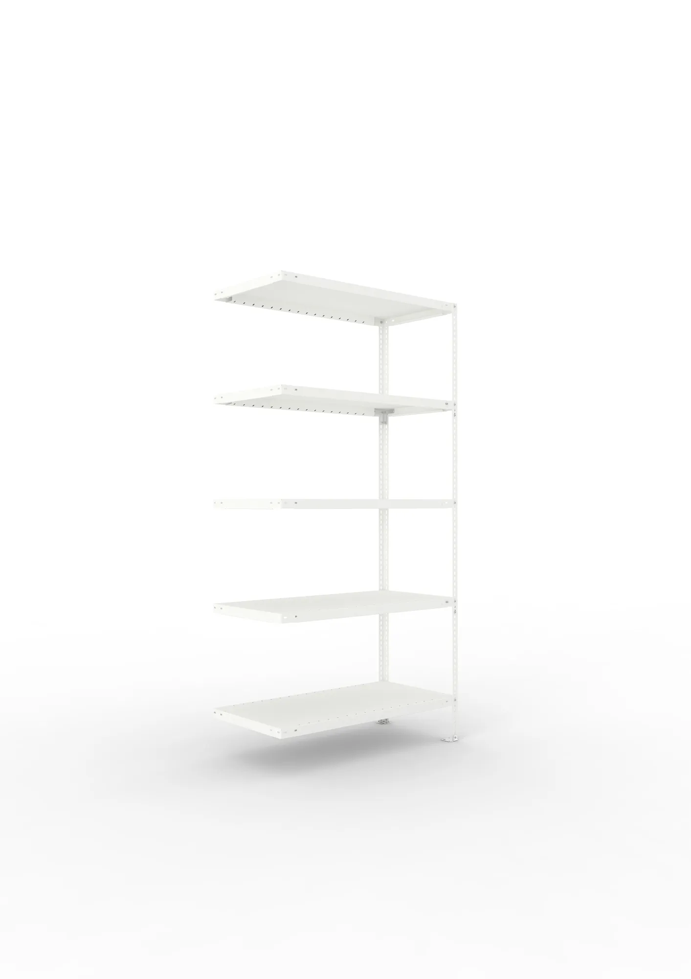 META FIX | Fachbodenregal | Anbauregal | 2000 x 1000 x 500 mm | Fachlast 100 kg | 5 Ebenen | RAL 7035