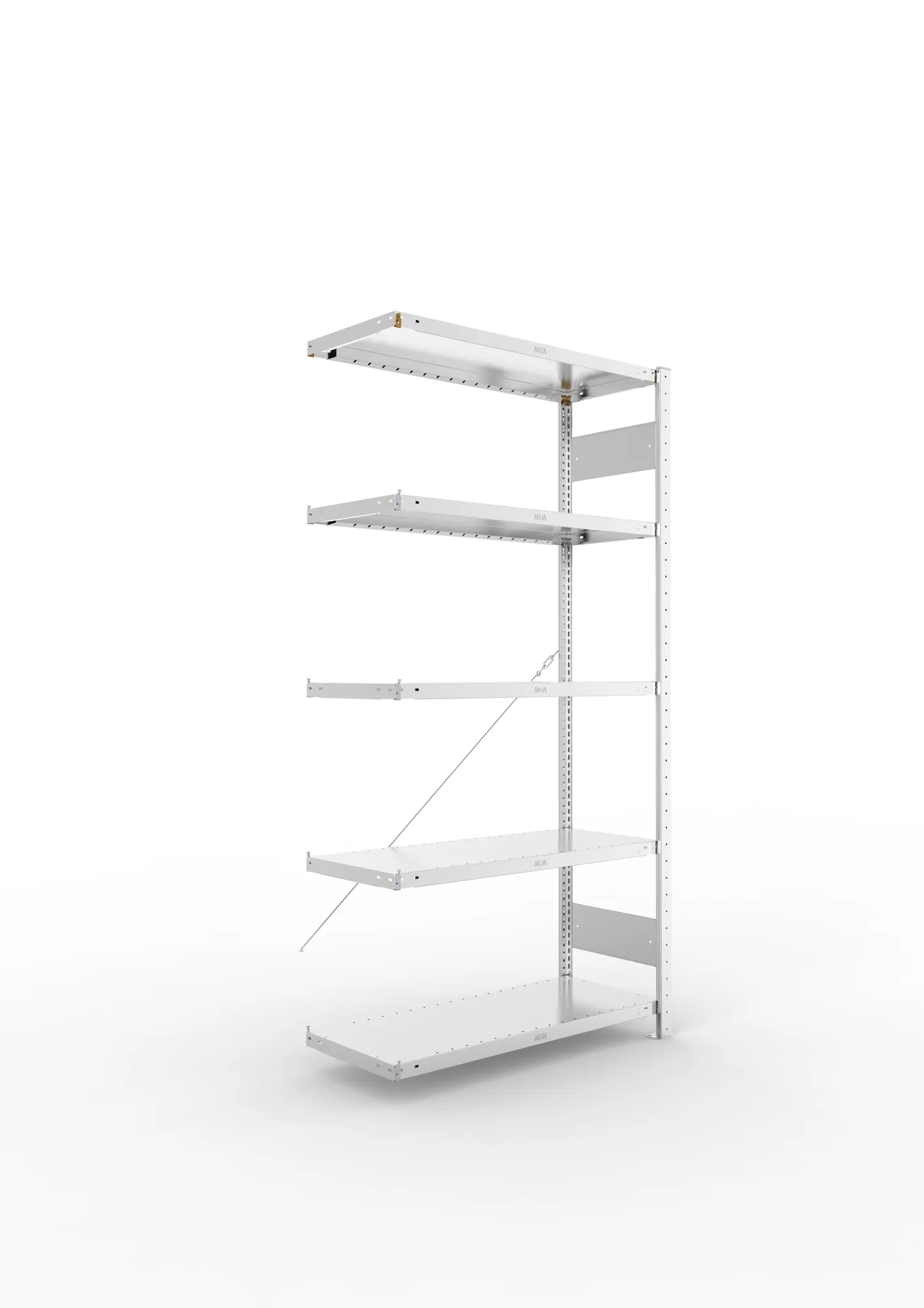 META CLIP | Fachbodenregal | Anbauregal | 2000 x 1000 x 400 mm | Fachlast 230 kg | 4+1 Ebenen | verzinkt