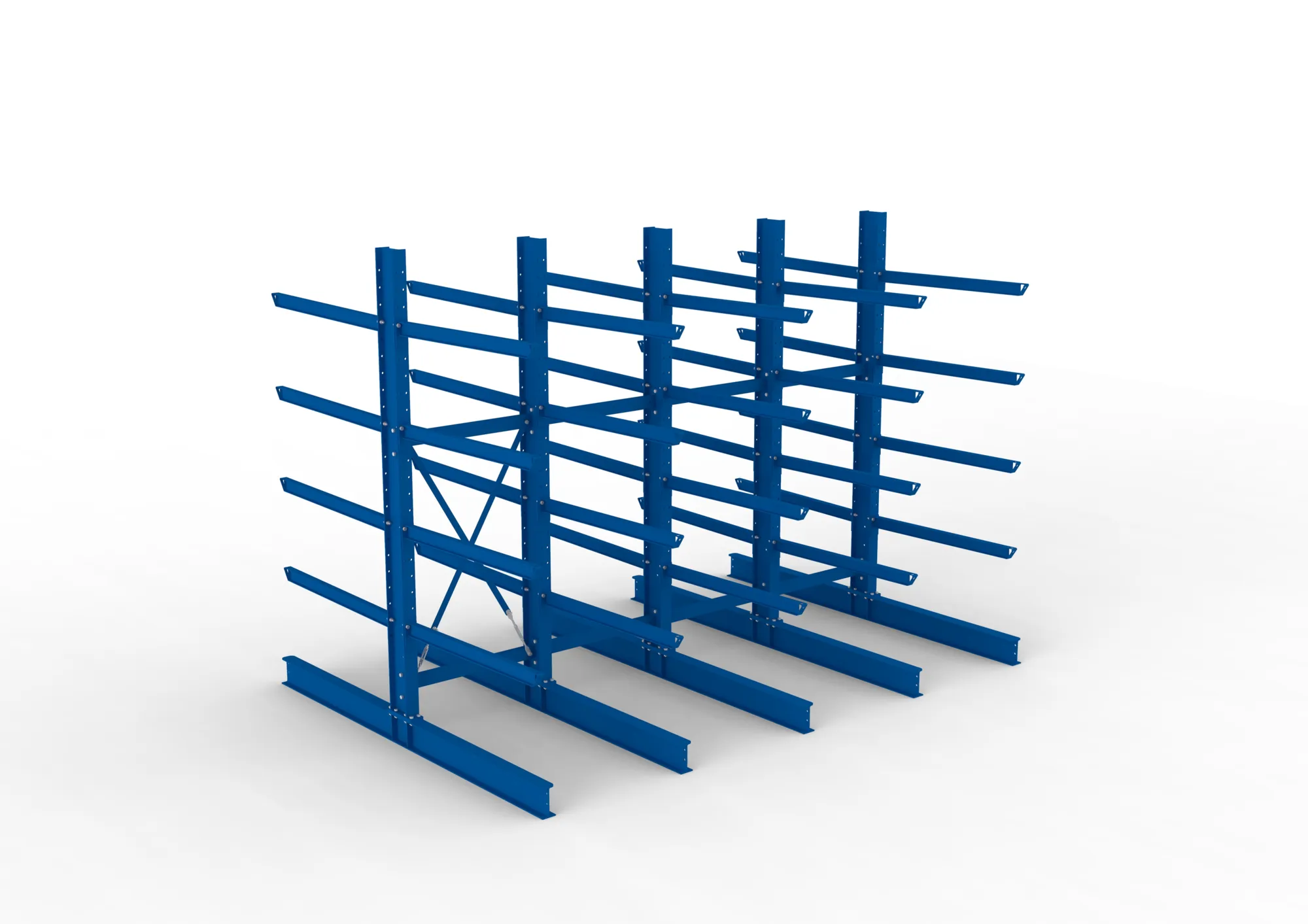 META MULTISTRONG H | Kragarmregal | 4 Felder | 3000 x 4000 x 1250 mm | Armlast 400 kg | doppelseitig | 4+1 Ebenen