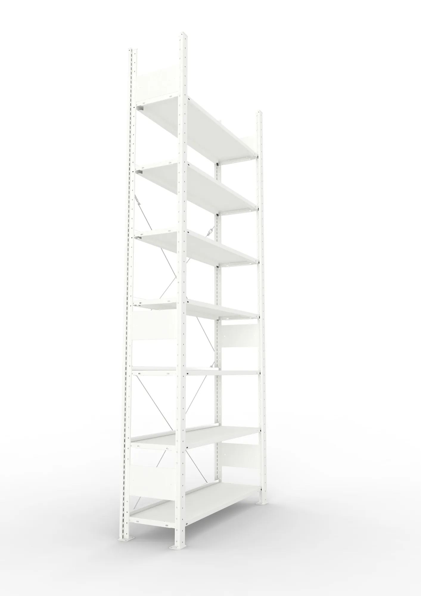 META COMPACT | Büro-Steckregal | Grundregal | 2500 x 1000 x 300 mm | Fachlast 80 kg | 7 Ebenen | RAL 7035