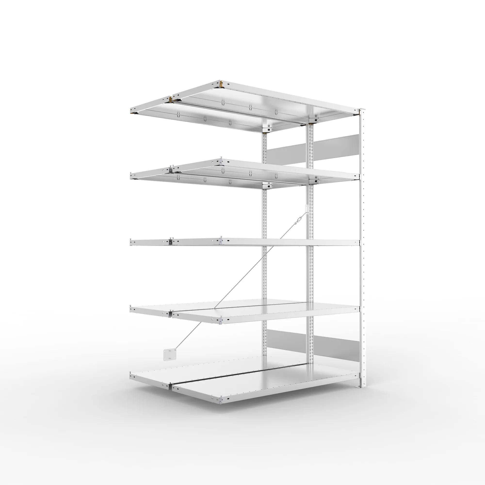 META CLIP S3 | Fachbodenregal | Doppel-Anbauregal | 2000 x 1300 x 500 mm | Fachlast 230 kg | 4+1 Ebenen | verzinkt