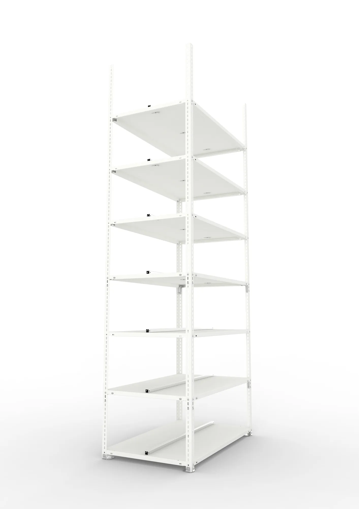META FIX COMPACT | Büro-Schraubregal | Grundregal | 2500 x 1000 x 600 mm | Fachlast 100 kg | 7 Ebenen | RAL 7035