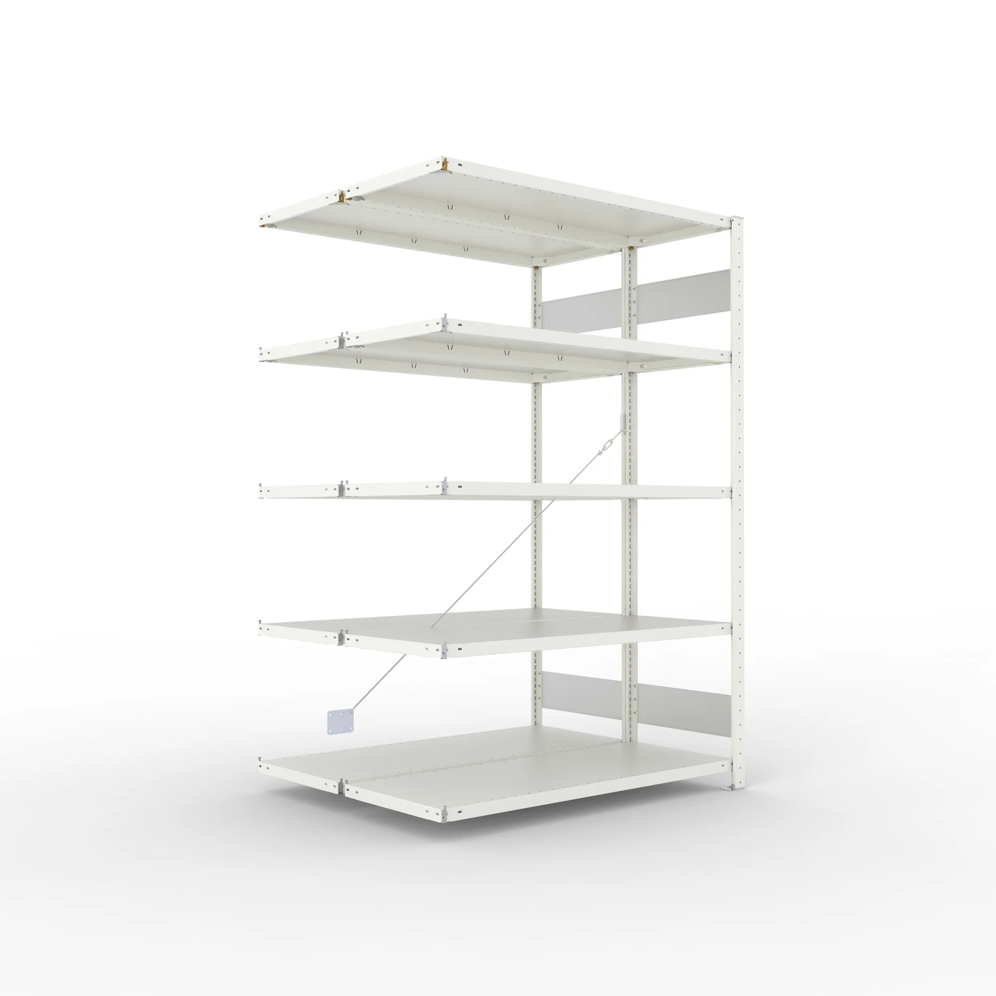 META CLIP S3 | Fachbodenregal | Doppel-Anbauregal | 2000 x 1300 x 500 mm | Fachlast 230 kg | 4+1 Ebenen | RAL 7035