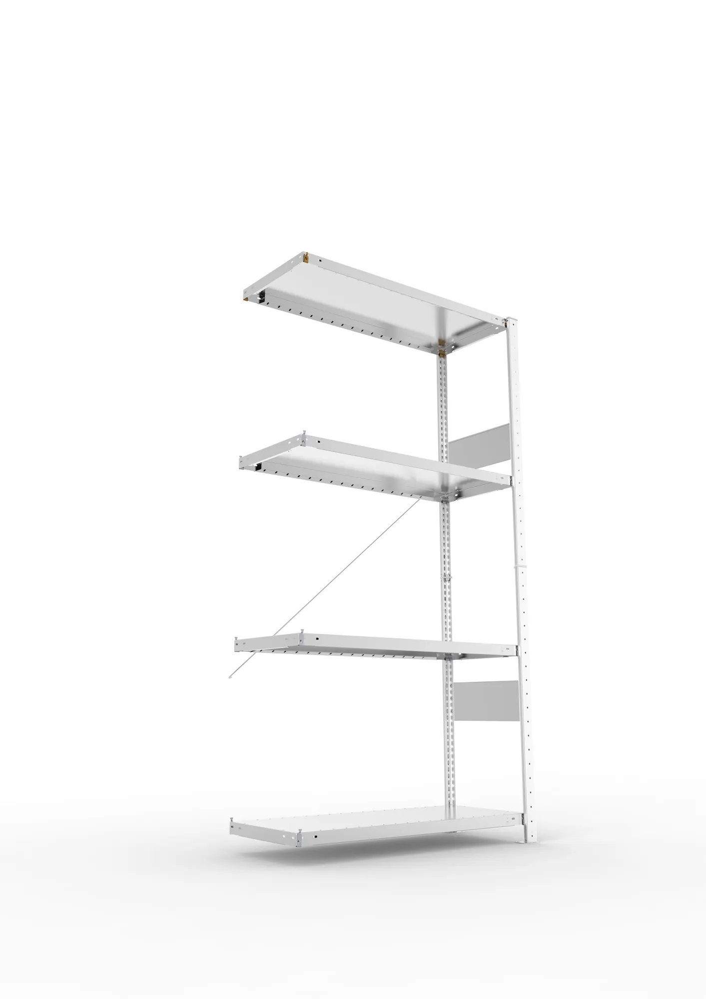 META CLIP SPLIT | Fachbodenregal | Anbauregal | 2000 x 1000 x 400 mm | Fachlast 230 kg | 3+1 Ebenen | verzinkt