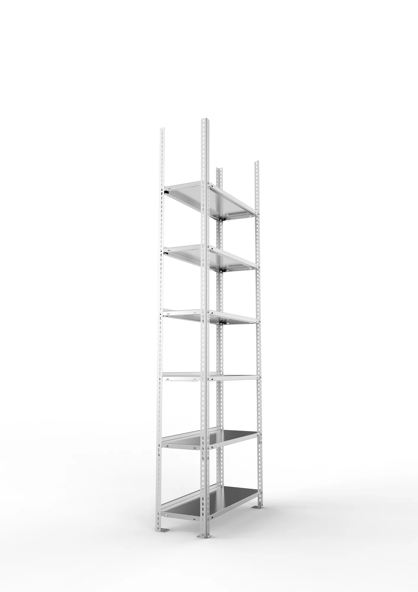 META FIX COMPACT | Büro-Schraubregal | Grundregal | 2200 x 750 x 300 mm | Fachlast 80 kg | 6 Ebenen | verzinkt