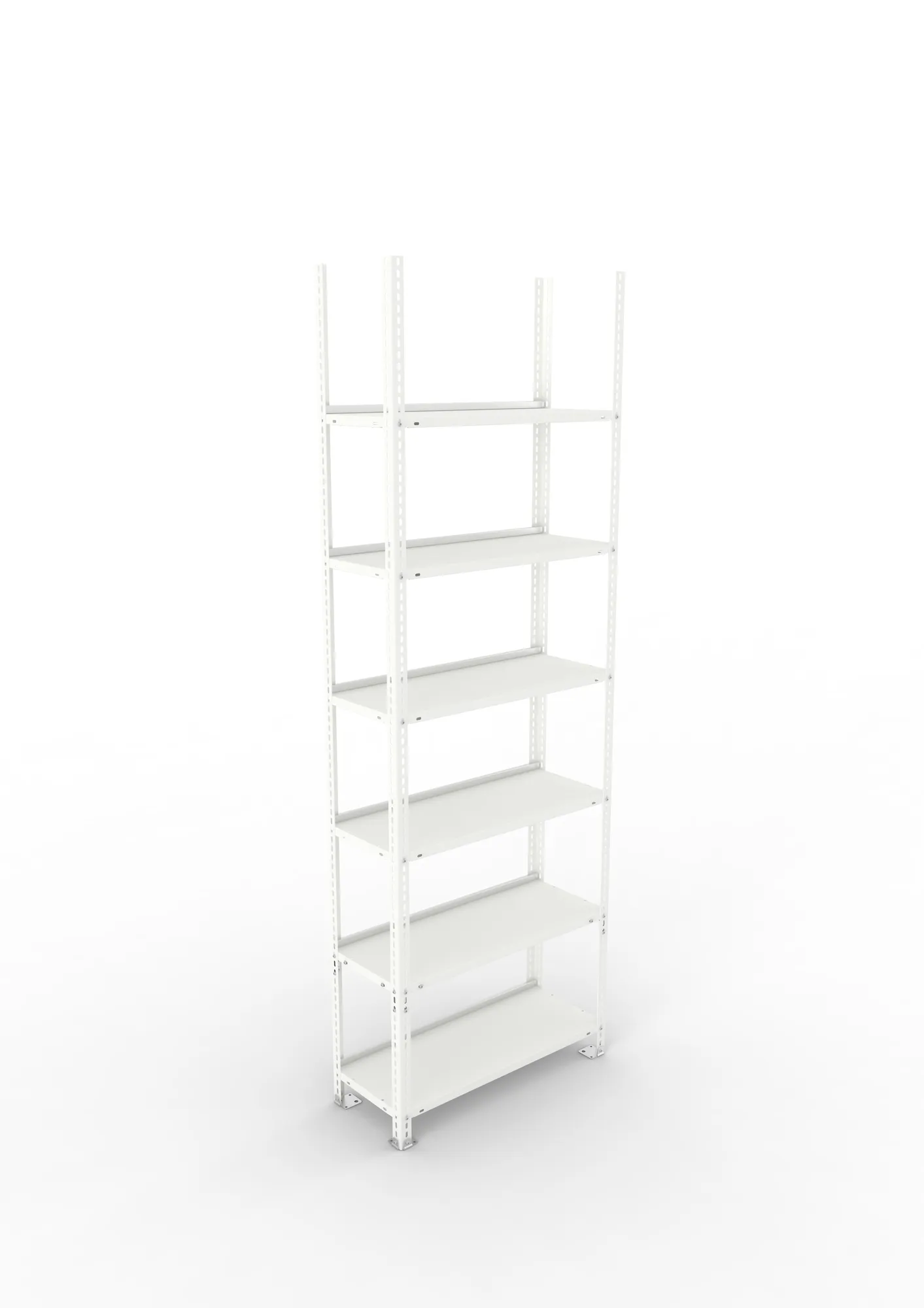 META FIX COMPACT | Büro-Schraubregal | Grundregal | 2200 x 750 x 300 mm | Fachlast 80 kg | 6 Ebenen | RAL 7035