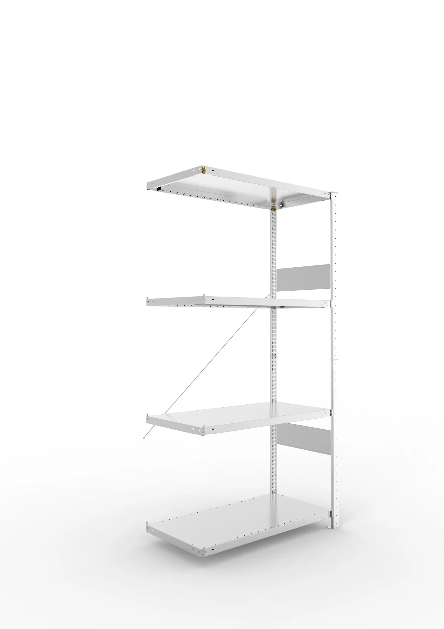 META CLIP SPLIT | Fachbodenregal | Anbauregal | 2000 x 1000 x 500 mm | Fachlast 100 kg | 3+1 Ebenen | verzinkt