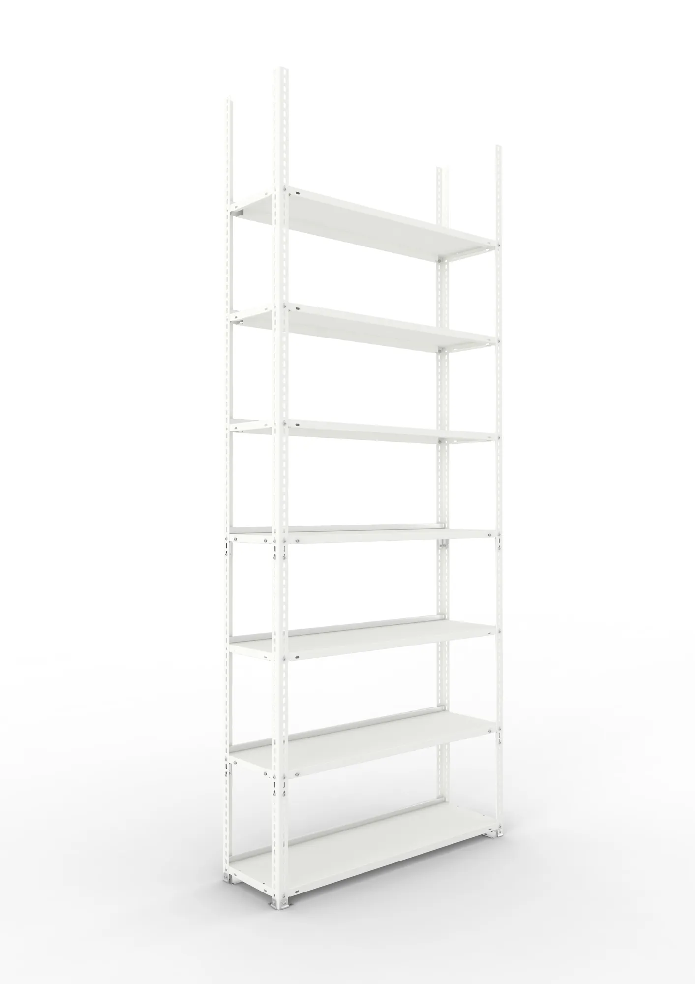 META FIX COMPACT | Büro-Schraubregal | Grundregal | 2500 x 1000 x 300 mm | Fachlast 80 kg | 7 Ebenen | RAL 7035