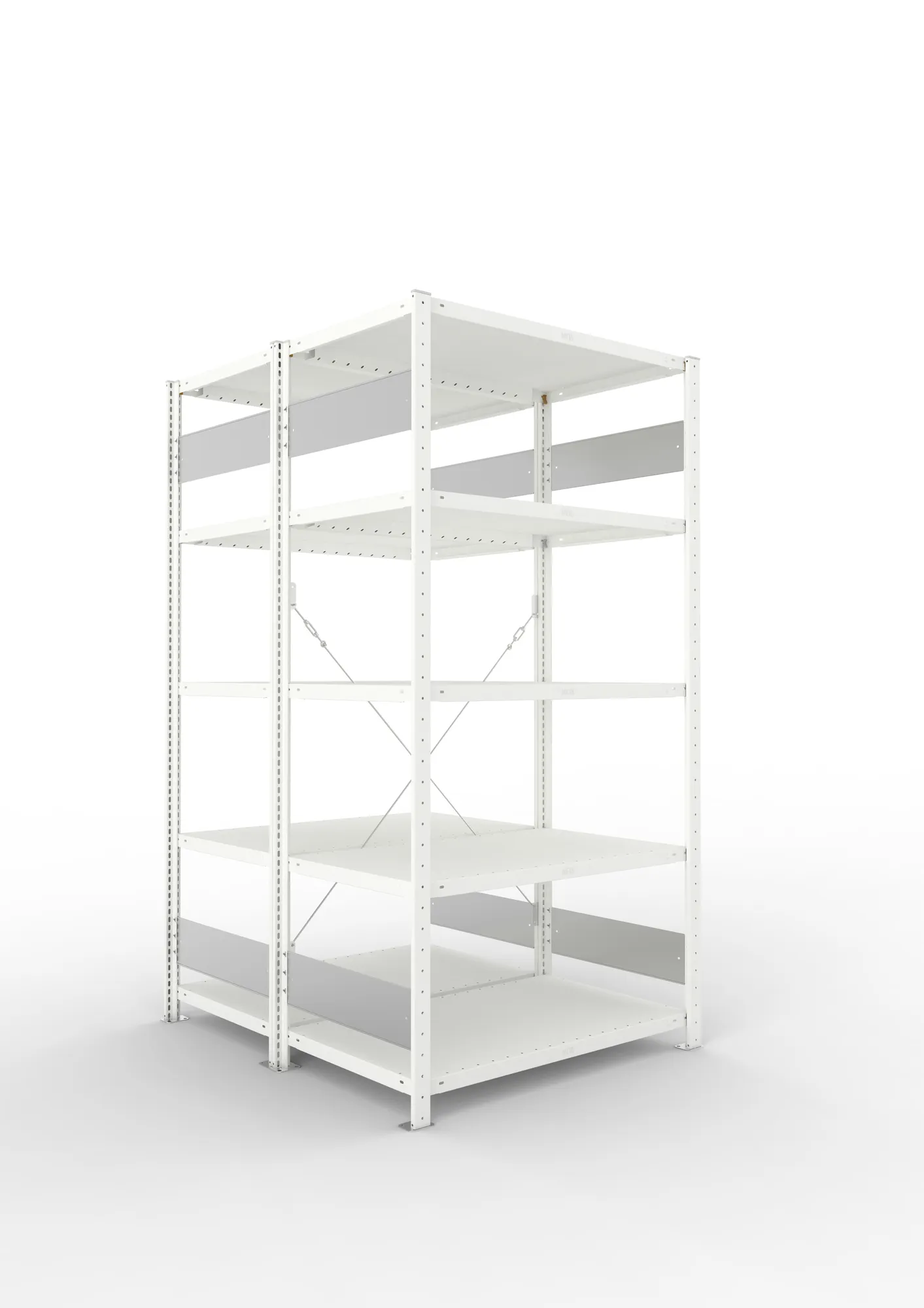 META CLIP S3 | Fachbodenregal | Doppel-Grundregal | 2000 x 1000 x 600 mm | Fachlast 100 kg | 4+1 Ebenen | RAL 7035