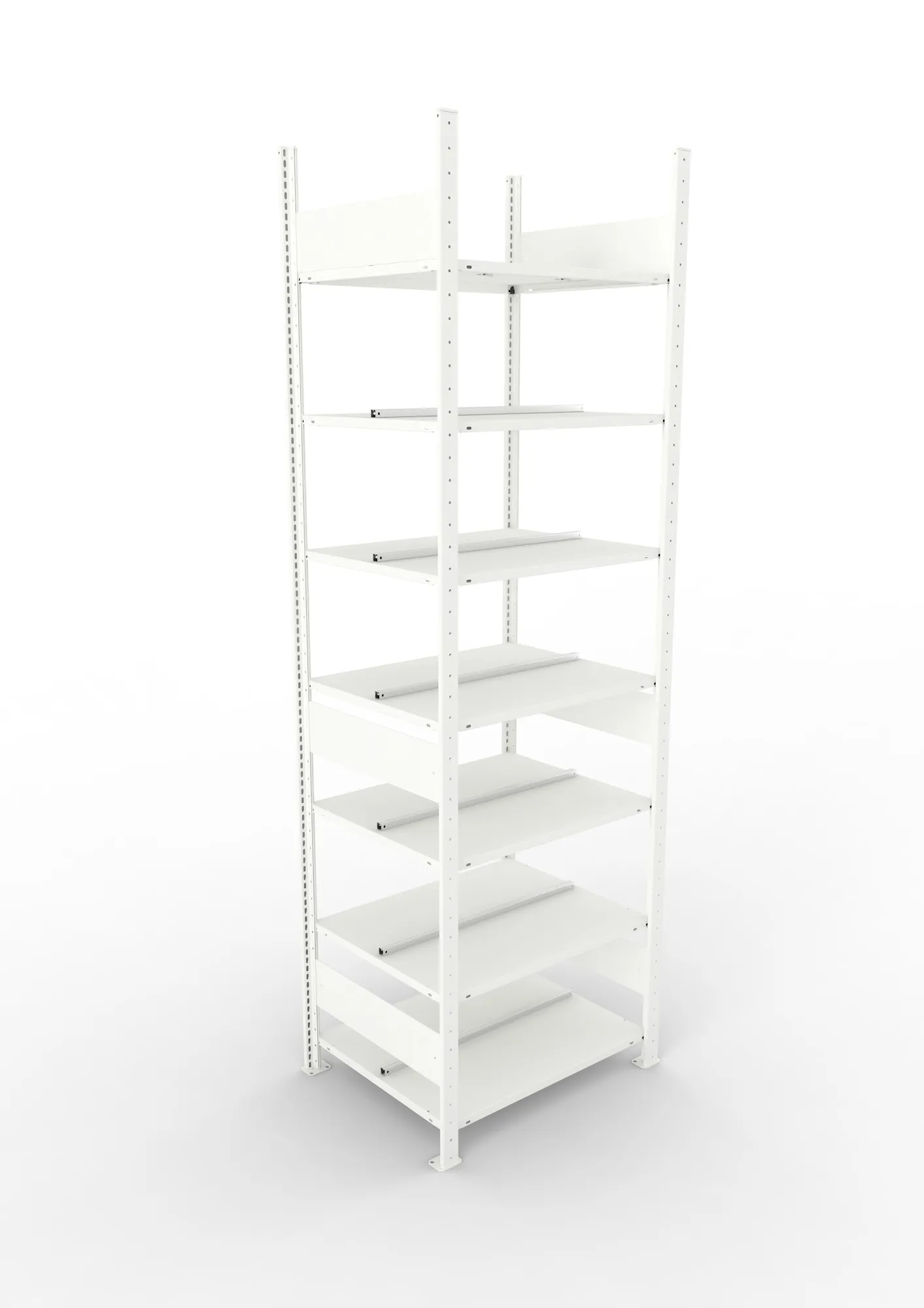 META COMPACT | Büro-Steckregal | Grundregal | 2500 x 750 x 600 mm | Fachlast 100 kg | 7 Ebenen | RAL 7035
