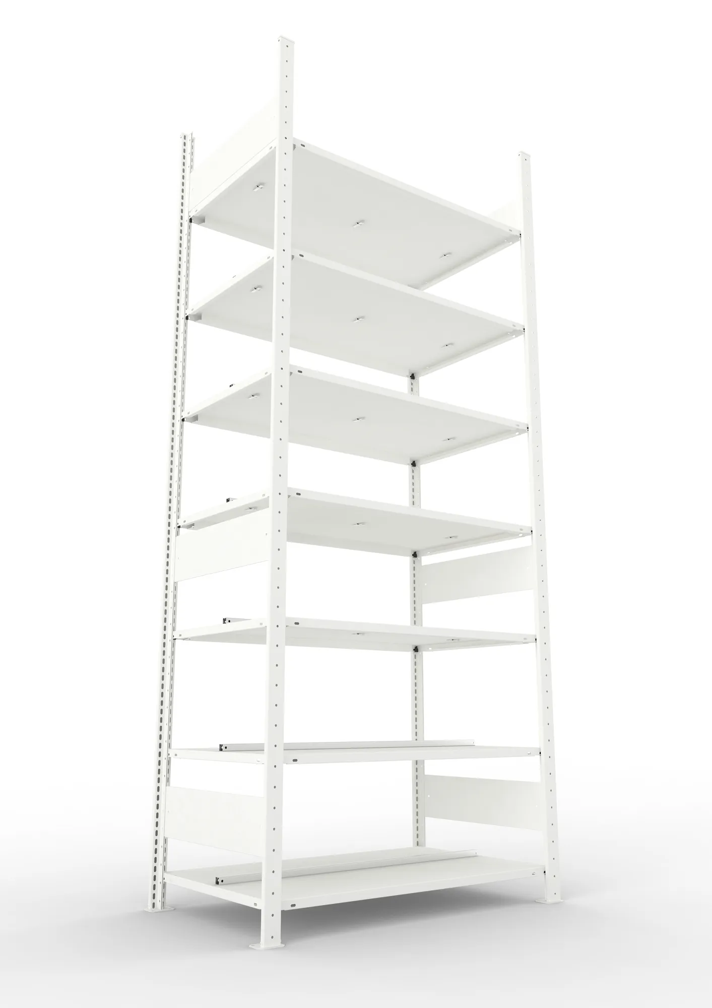 META COMPACT | Büro-Steckregal | Grundregal | 2500 x 1000 x 600 mm | Fachlast 100 kg | 7 Ebenen | RAL 7035