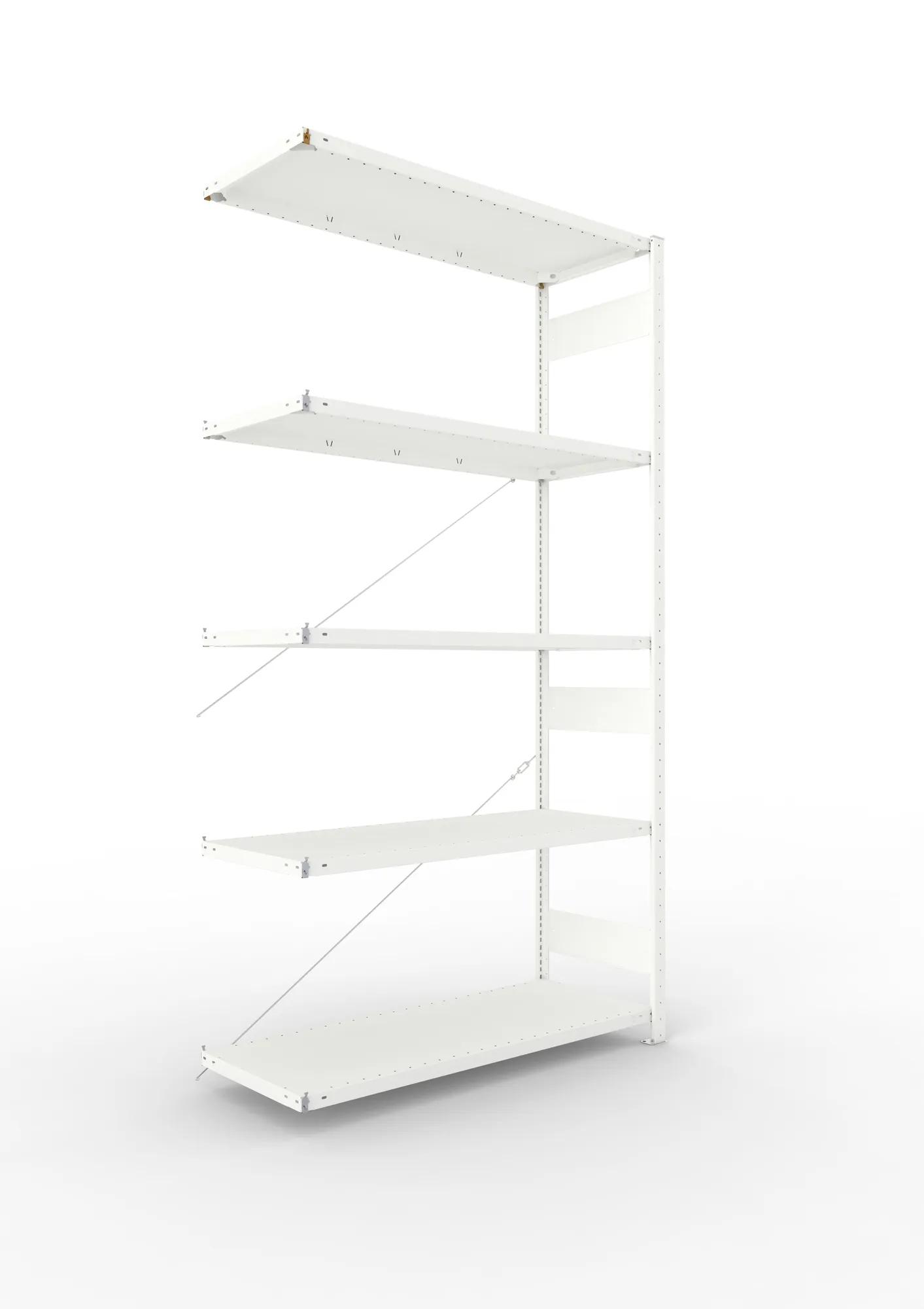 META CLIP | Fachbodenregal | Anbauregal | 2500 x 1300 x 500 mm | Fachlast 230 kg | 4+1 Ebenen | RAL 7035