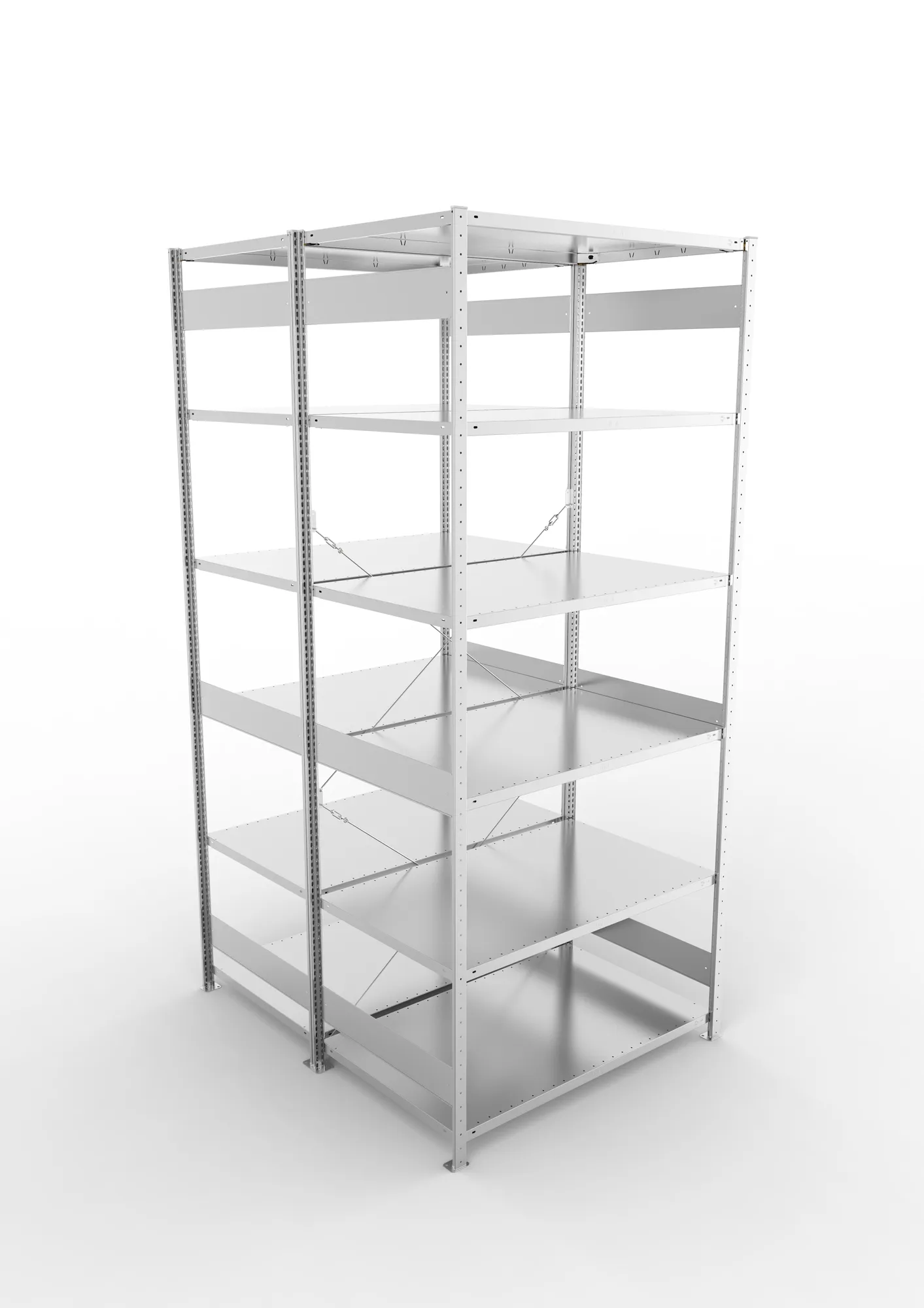 META CLIP | Fachbodenregal | Doppel-Grundregal | 3000 x 1300 x 800 mm | Fachlast 230 kg | 5+1 Ebenen | verzinkt