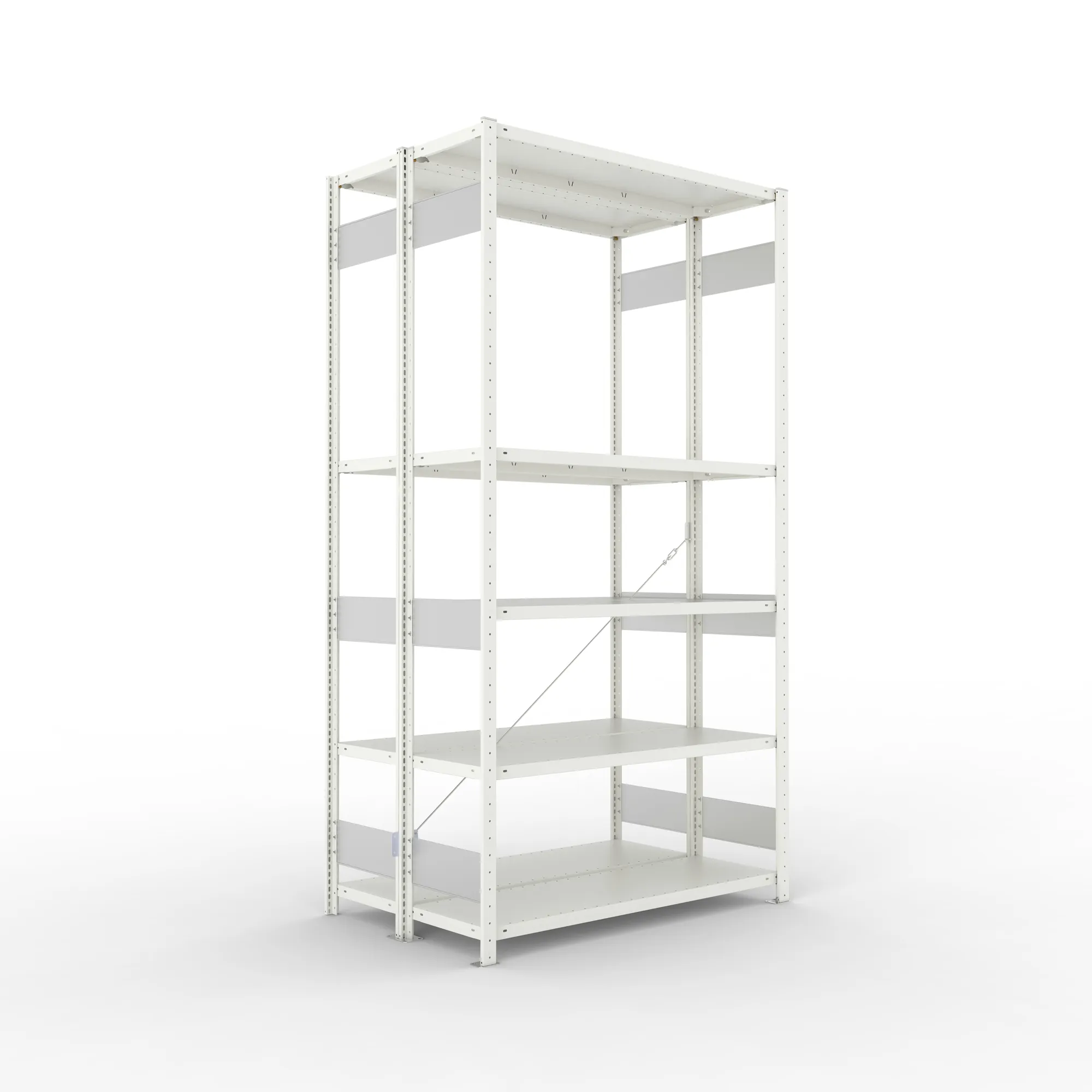META CLIP S3 | Fachbodenregal | Doppel-Anbauregal | 2500 x 1300 x 400 mm | Fachlast 230 kg | 5+1 Ebenen | RAL 7035