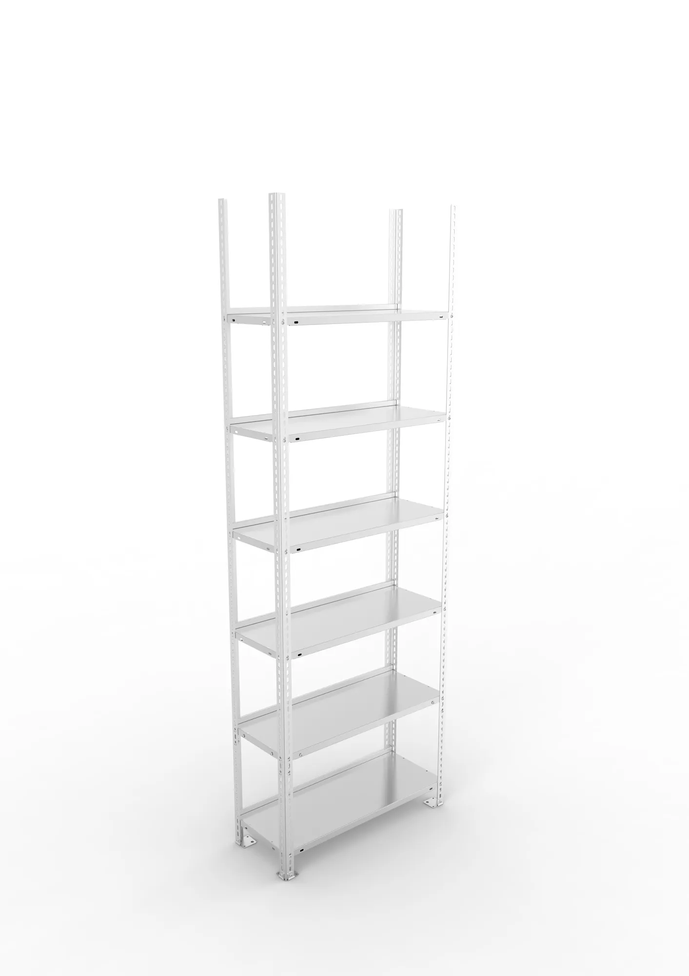 META FIX COMPACT | Büro-Schraubregal | Grundregal | 2200 x 750 x 300 mm | Fachlast 80 kg | 6 Ebenen | verzinkt