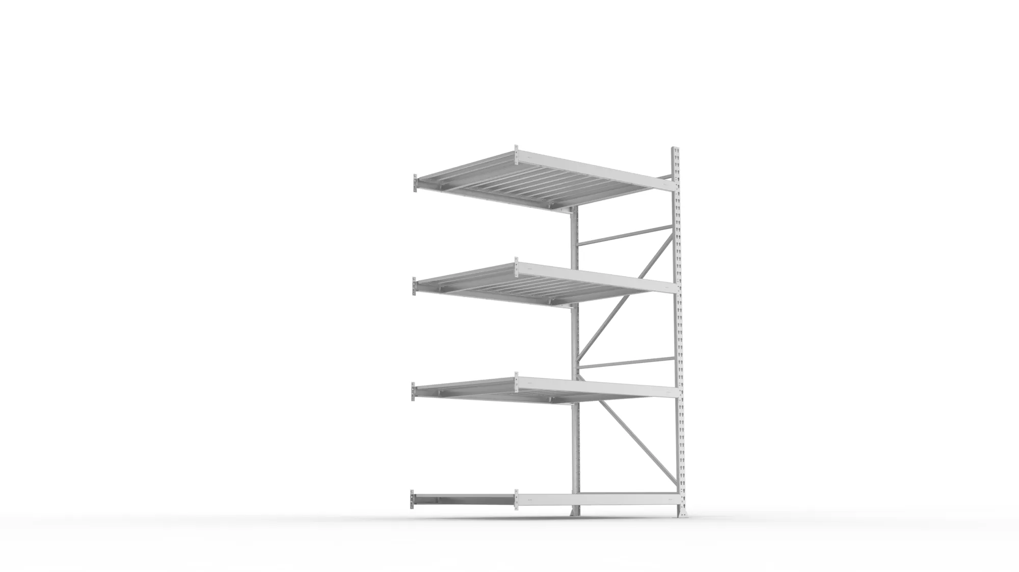 META MINI-RACK Weitspannregal | Anbauregal | 2500 x 1400 x 1050 mm | Fachlast 600 kg | Stahlpaneelböden | 4 Ebenen