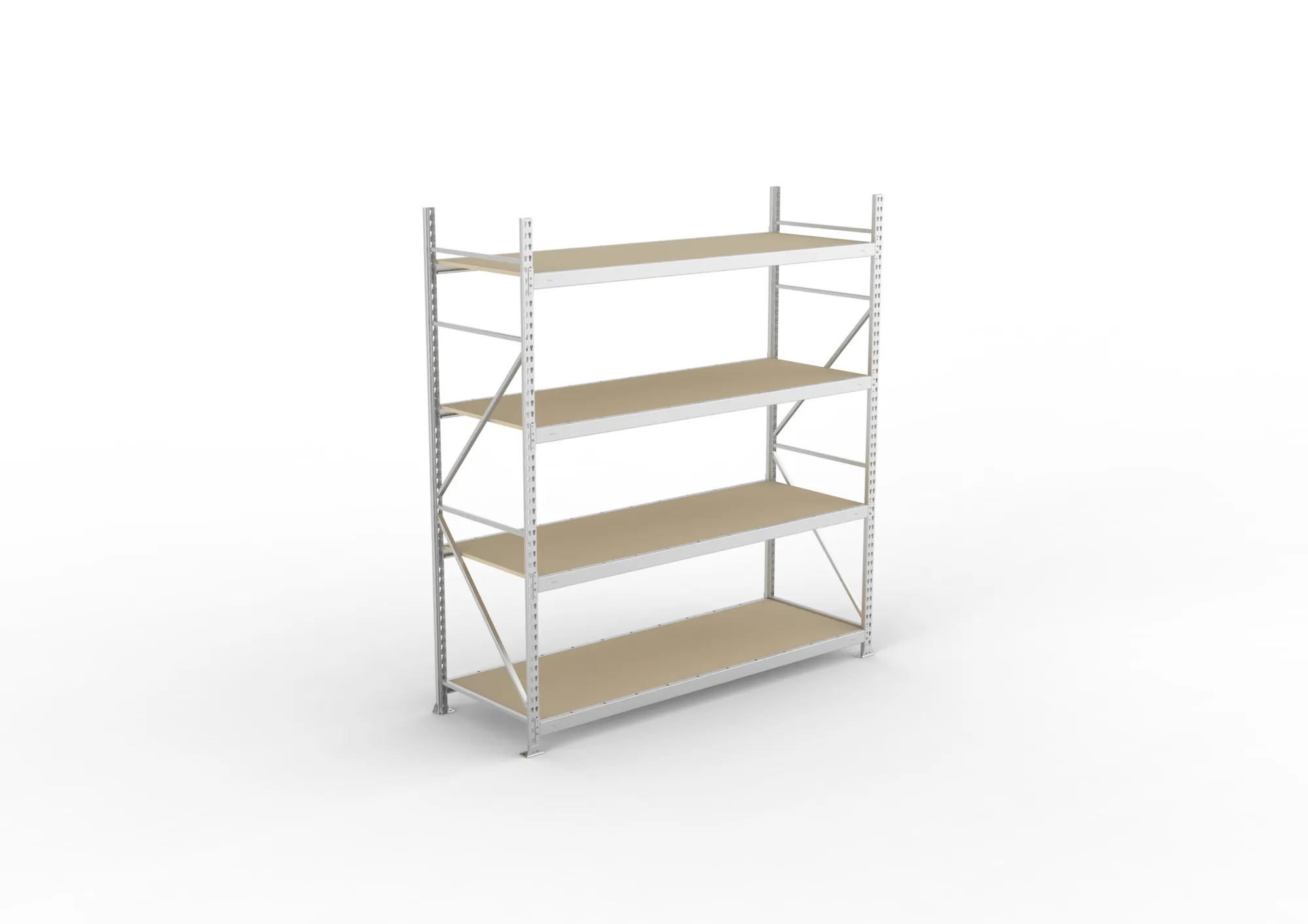 META MINI-RACK Weitspannregal | Grundregal | 2500 x 2200 x 800 mm | Fachlast 600 kg | Spanplattenböden | 4 Ebenen