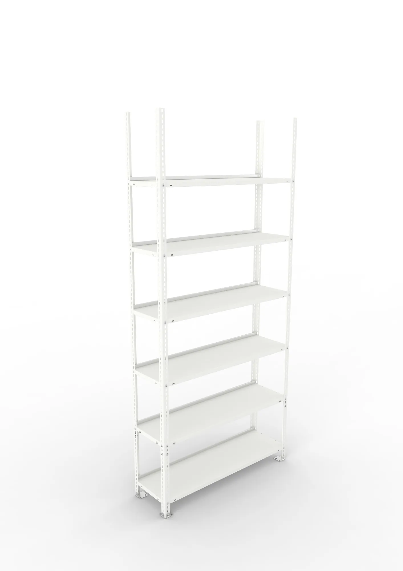 META FIX COMPACT | Büro-Schraubregal | Grundregal | 2200 x 1000 x 300 mm | Fachlast 80 kg | 6 Ebenen | RAL 7035