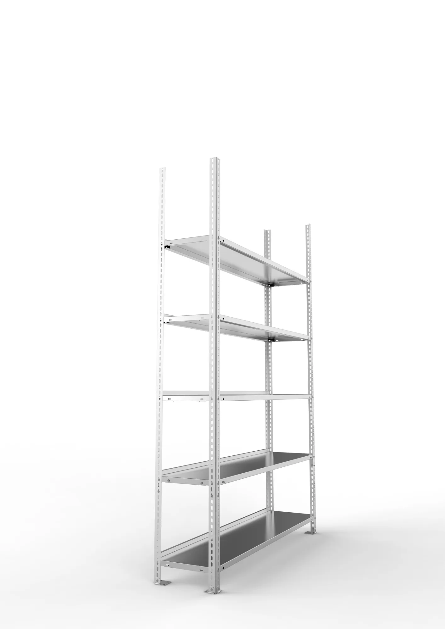 META FIX COMPACT | Büro-Schraubregal | Grundregal | 1850 x 1250 x 300 mm | Fachlast 100 kg | 5 Ebenen | verzinkt