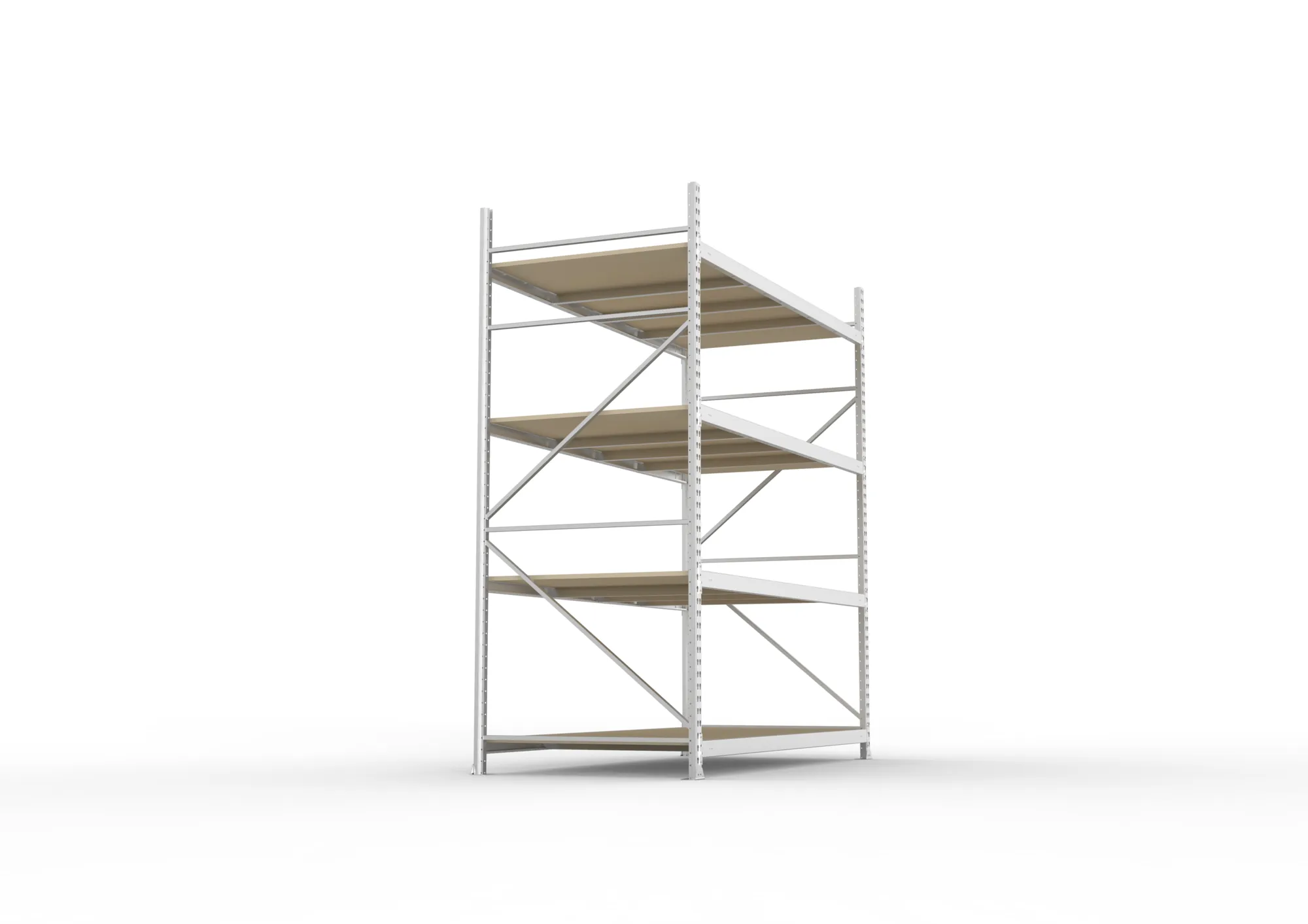 META MINI-RACK Weitspannregal | Grundregal | 2500 x 2200 x 1050 mm | Fachlast 600 kg | Spanplattenböden | 4 Ebenen