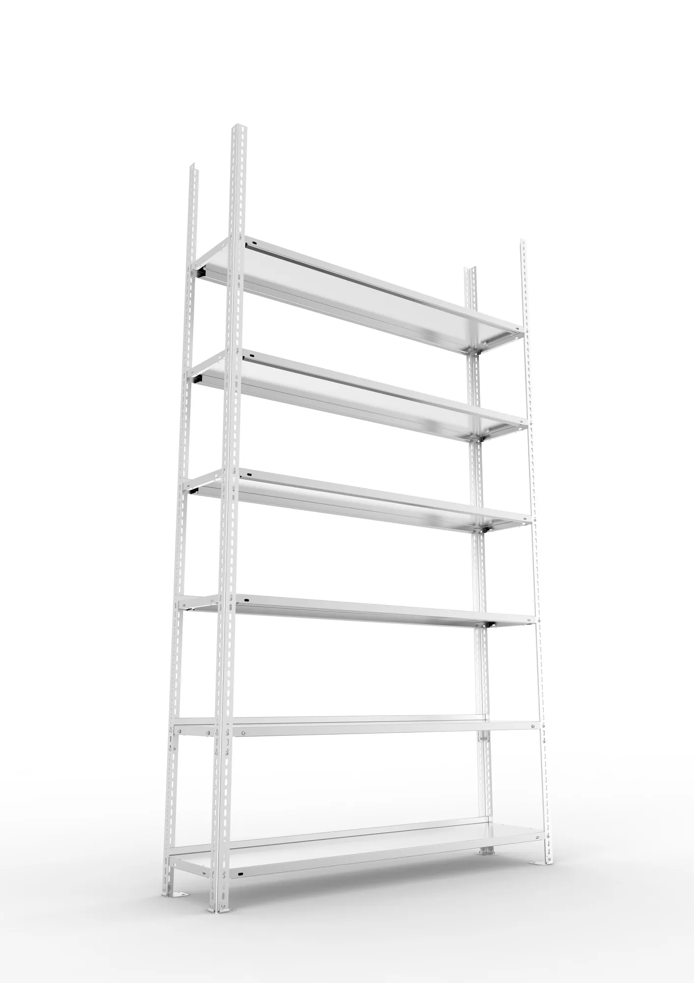 META FIX COMPACT | Büro-Schraubregal | Grundregal | 2200 x 1250 x 300 mm | Fachlast 80 kg | 6 Ebenen | verzinkt