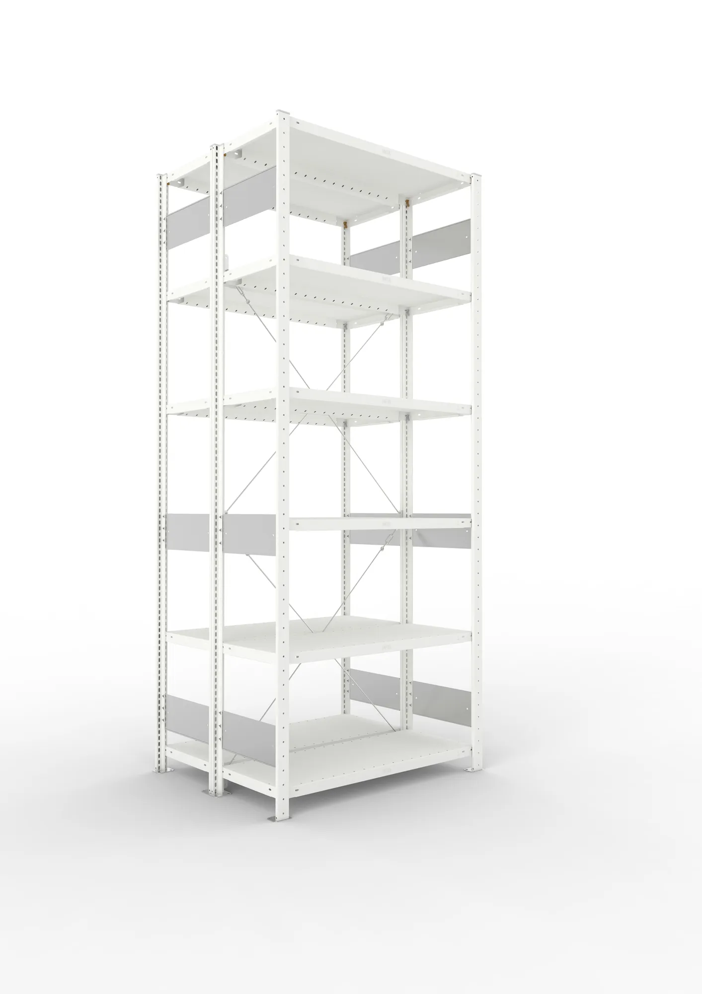 META CLIP S3 | Fachbodenregal | Doppel-Grundregal | 2500 x 1000 x 400 mm | Fachlast 100 kg | 5+1 Ebenen | RAL 7035