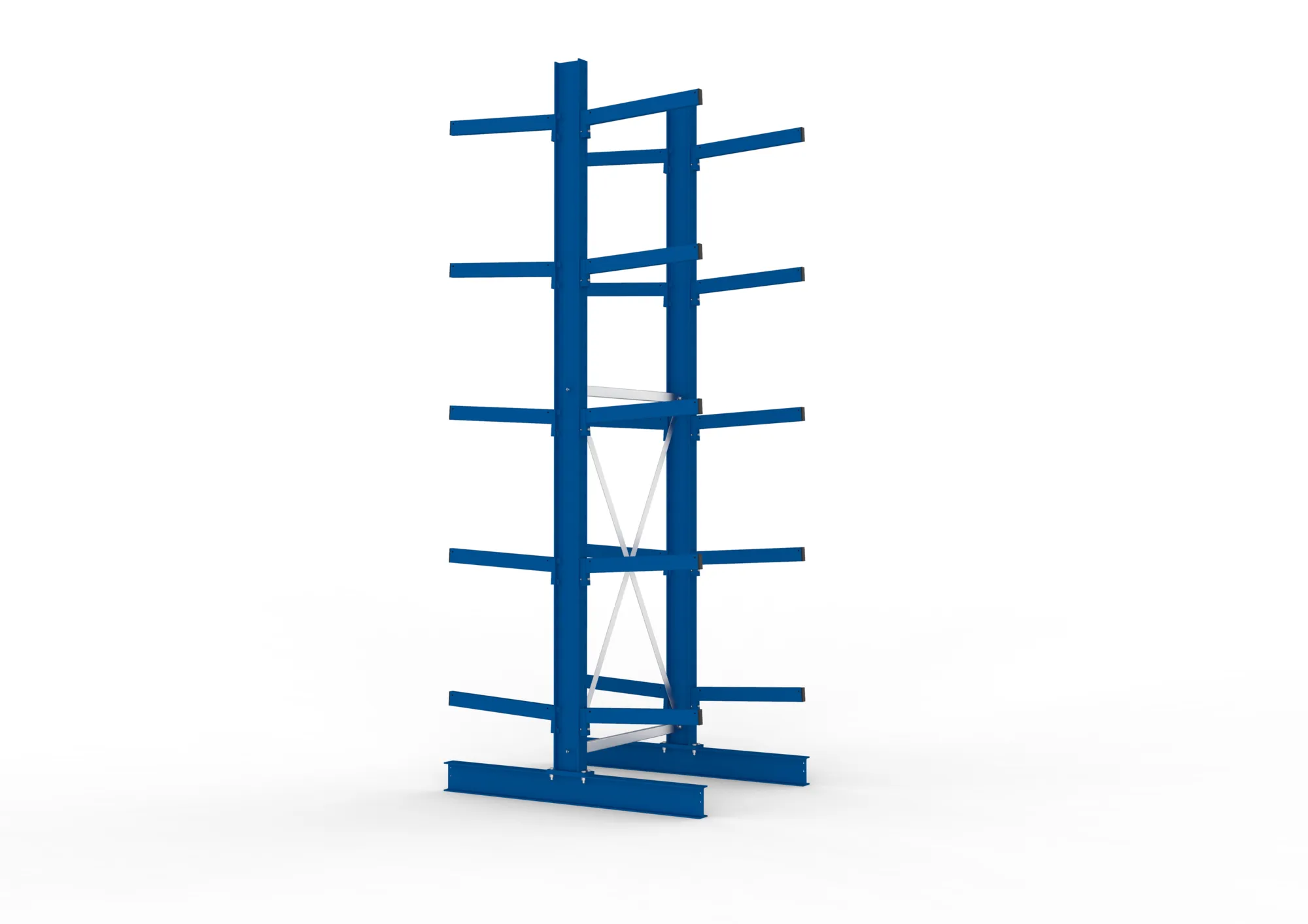 META MULTISTRONG M | Kragarmregal | Grundregal | 3500 x 1000 x 600 mm | Armlast 355 kg | doppelseitig | 5+1 Ebenen