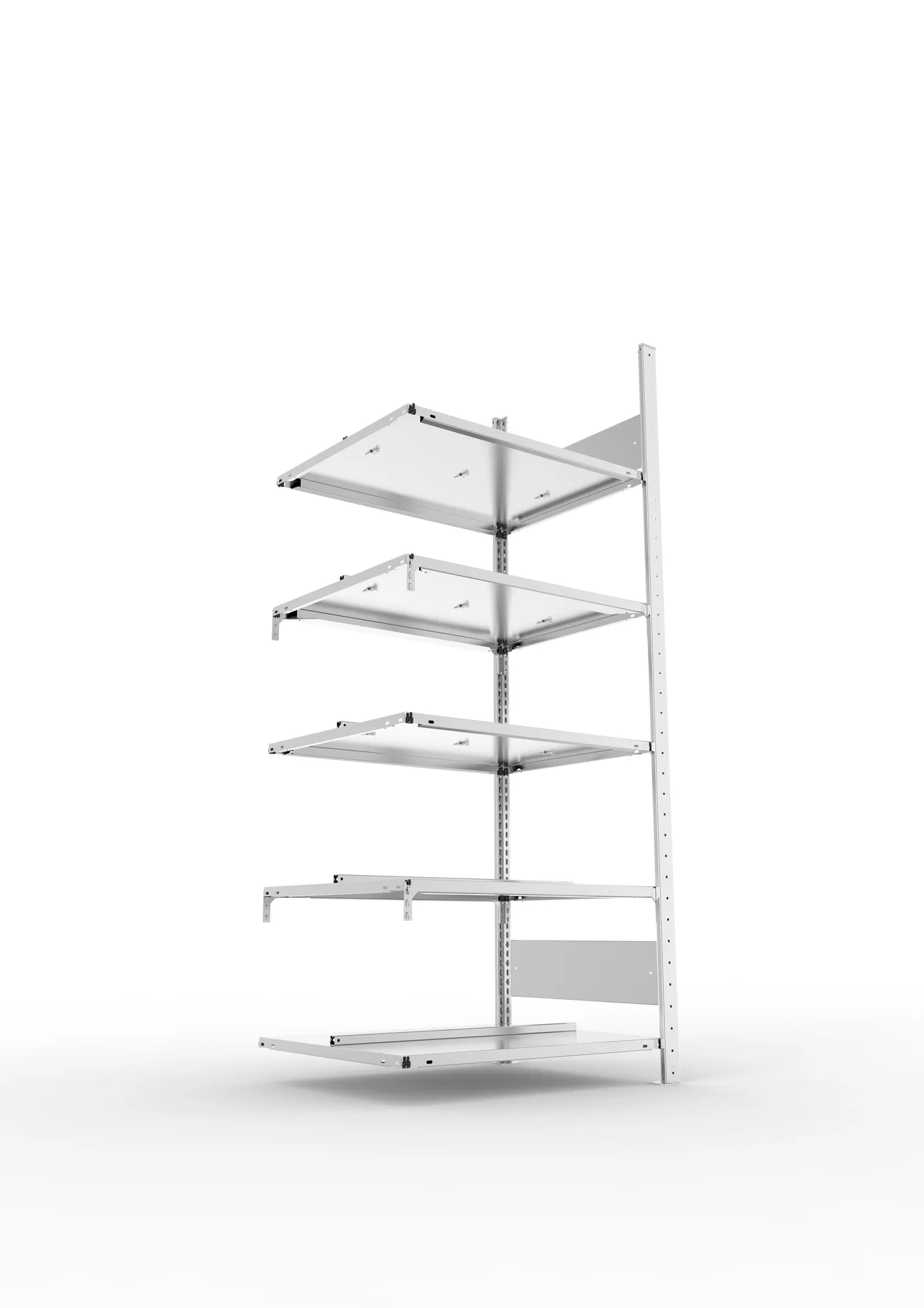 META COMPACT S3| Büro-Steckregal | Doppel-Anbauregal | 1850 x 750 x 600 mm | Fachlast 100 kg | 5 Ebenen | Mittelanschlag | verzinkt