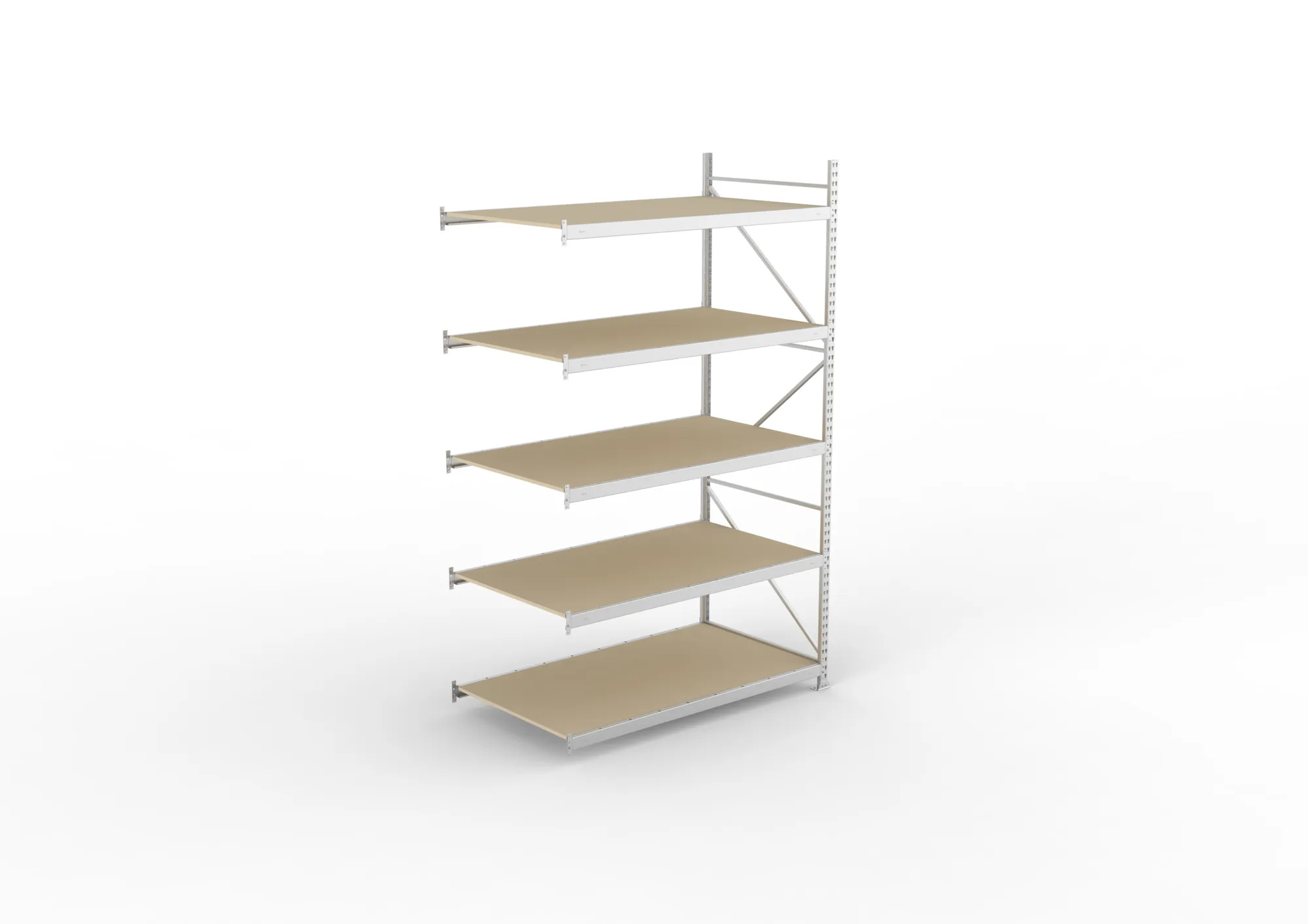 META MINI-RACK Weitspannregal | Anbauregal | 3000 x 1800 x 1050 mm | Fachlast 600 kg | Spanplattenböden | 5 Ebenen