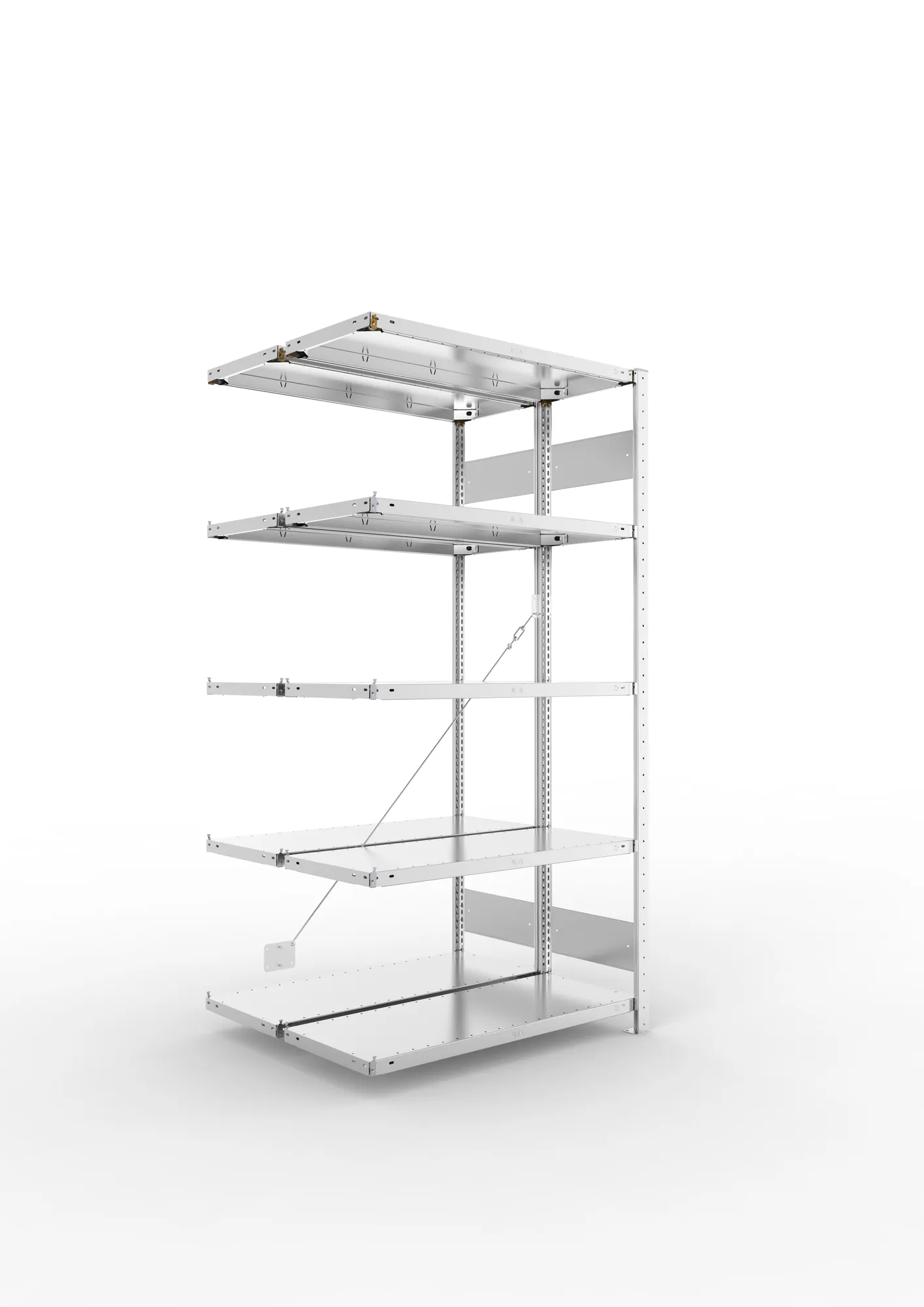 META CLIP S3 | Fachbodenregal | Doppel-Anbauregal | 2000 x 1000 x 400 mm | Fachlast 150 kg | 4+1 Ebenen | verzinkt