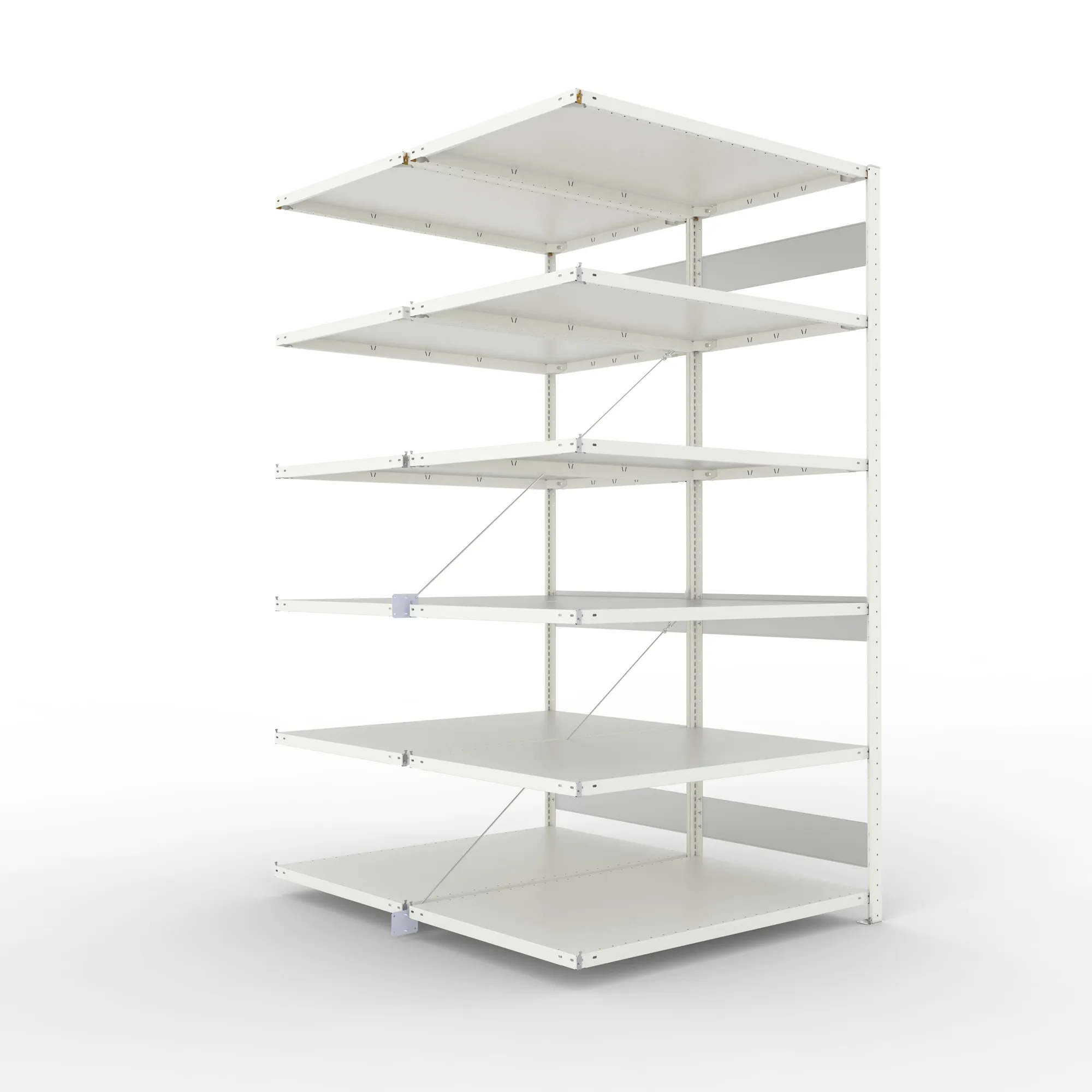 META CLIP S3 | Fachbodenregal | Doppel-Anbauregal | 2500 x 1300 x 800 mm | Fachlast 230 kg | 5+1 Ebenen | RAL 7035