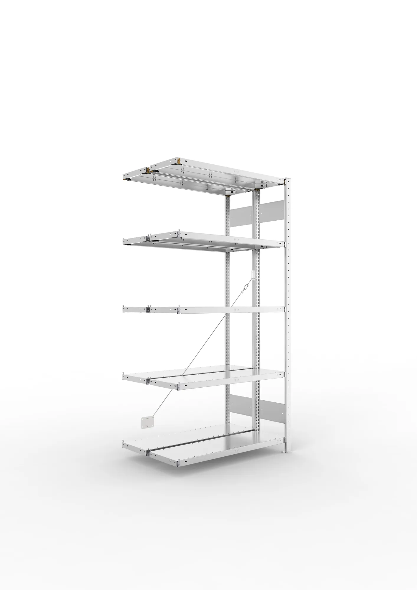META CLIP | Fachbodenregal | Doppel-Anbauregal | 2000 x 1000 x 300 mm | Fachlast 150 kg | 4+1 Ebenen | verzinkt