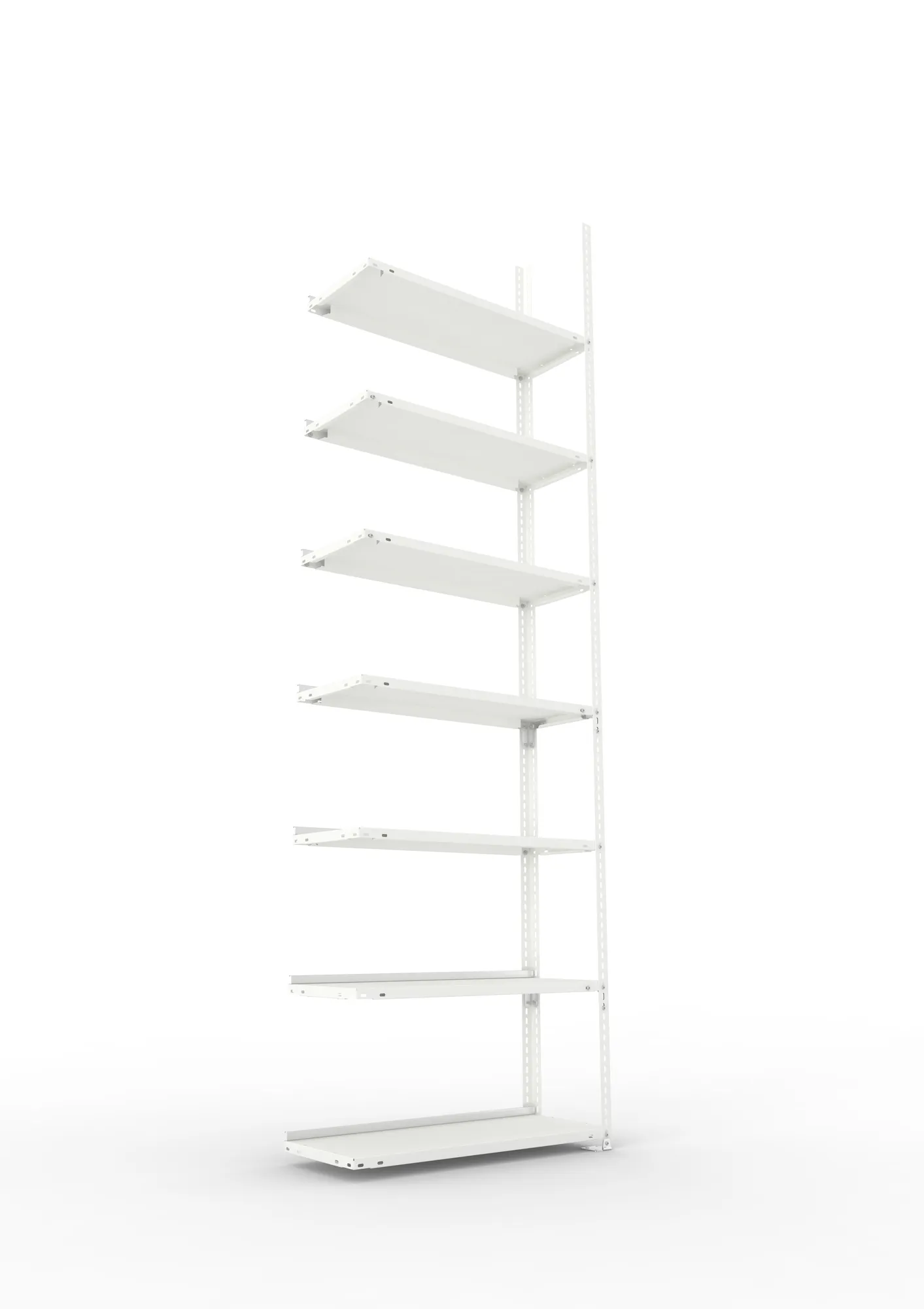META FIX COMPACT | Büro-Schraubregal | Anbauregal | 2500 x 750 x 300 mm | Fachlast 80 kg | 7 Ebenen | RAL 7035