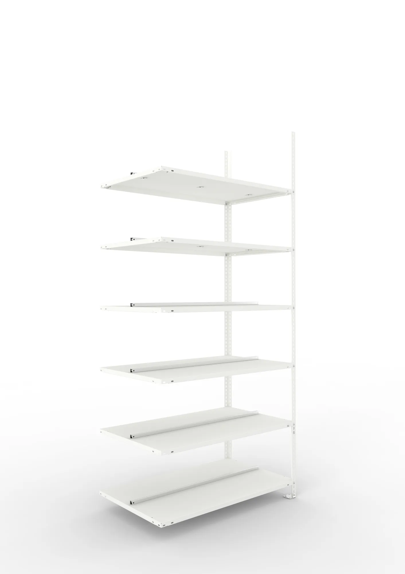META FIX COMPACT | Büro-Schraubregal | Anbauregal | 2200 x 1000 x 600 mm | Fachlast 100 kg | 6 Ebenen | RAL 7035