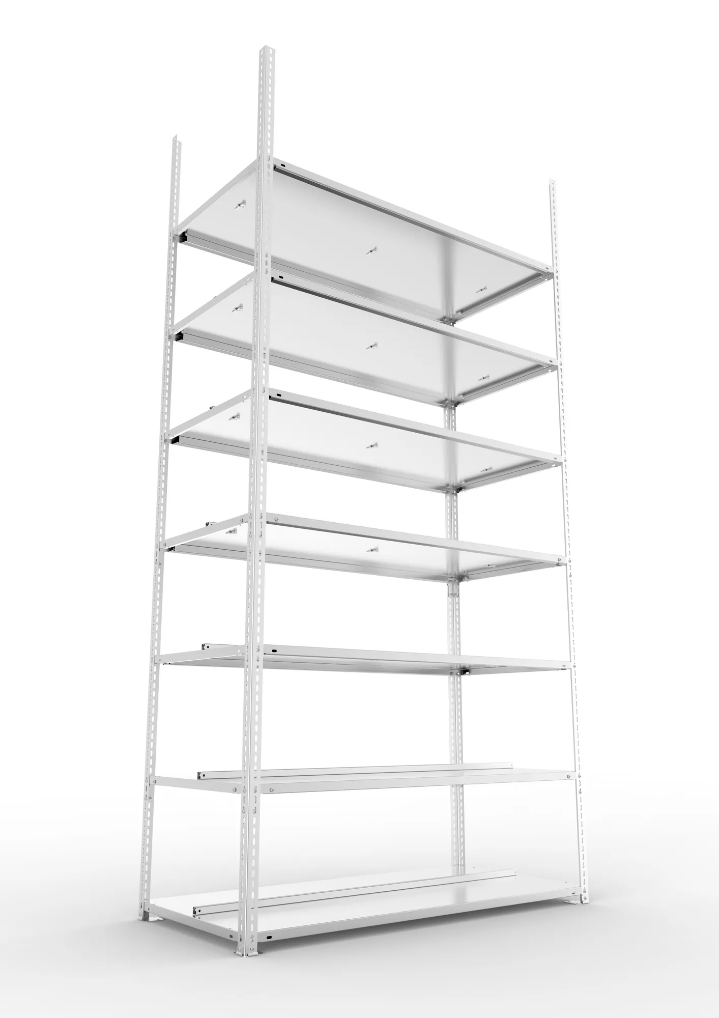 META FIX COMPACT | Büro-Schraubregal | Grundregal | 2500 x 1250 x 600 mm | Fachlast 100 kg | 7 Ebenen | verzinkt
