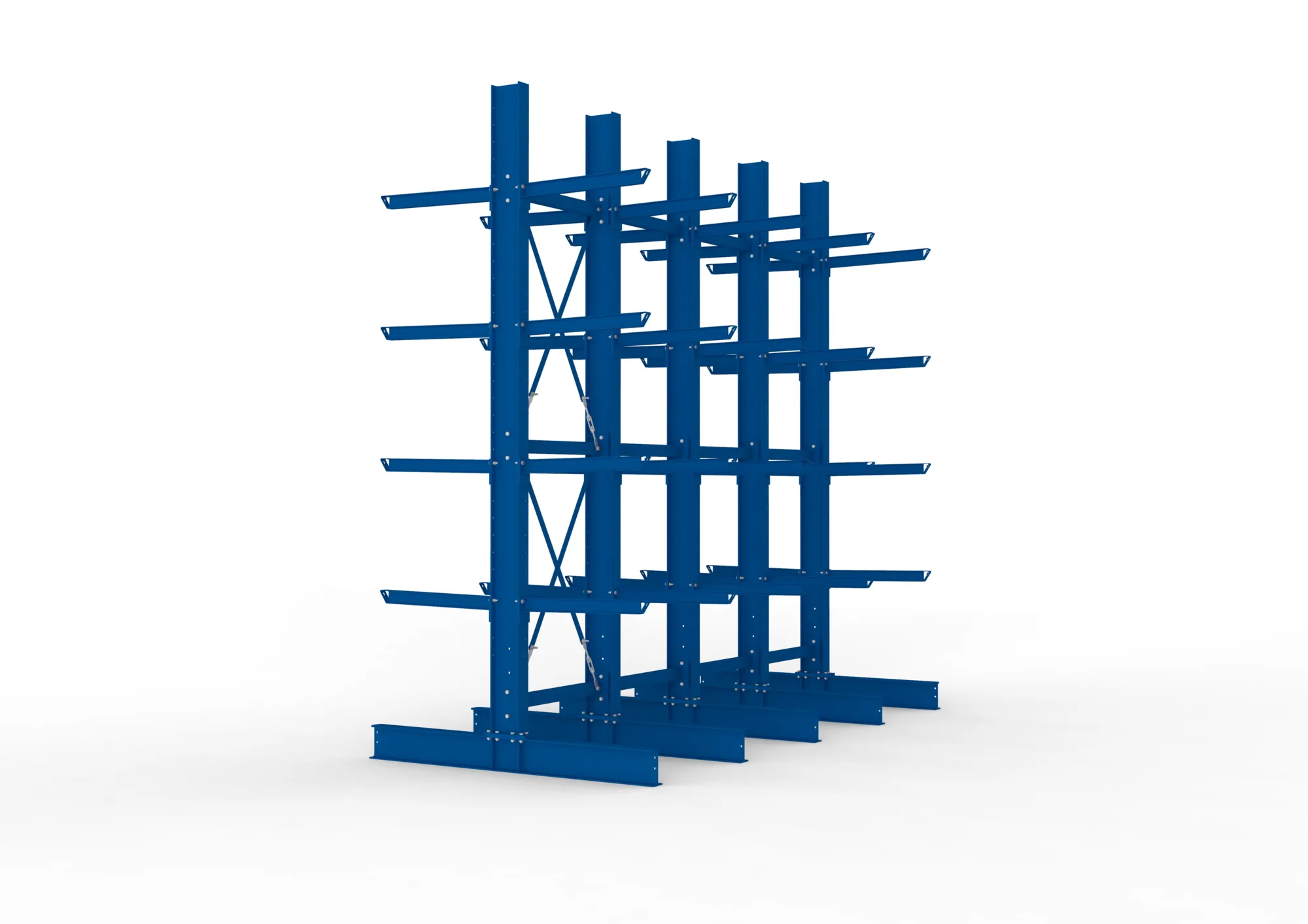 META MULTISTRONG H | Kragarmregal | 4 Felder | 4000 x 4000 x 800 mm | Armlast 630 kg | doppelseitig | 4+1 Ebenen