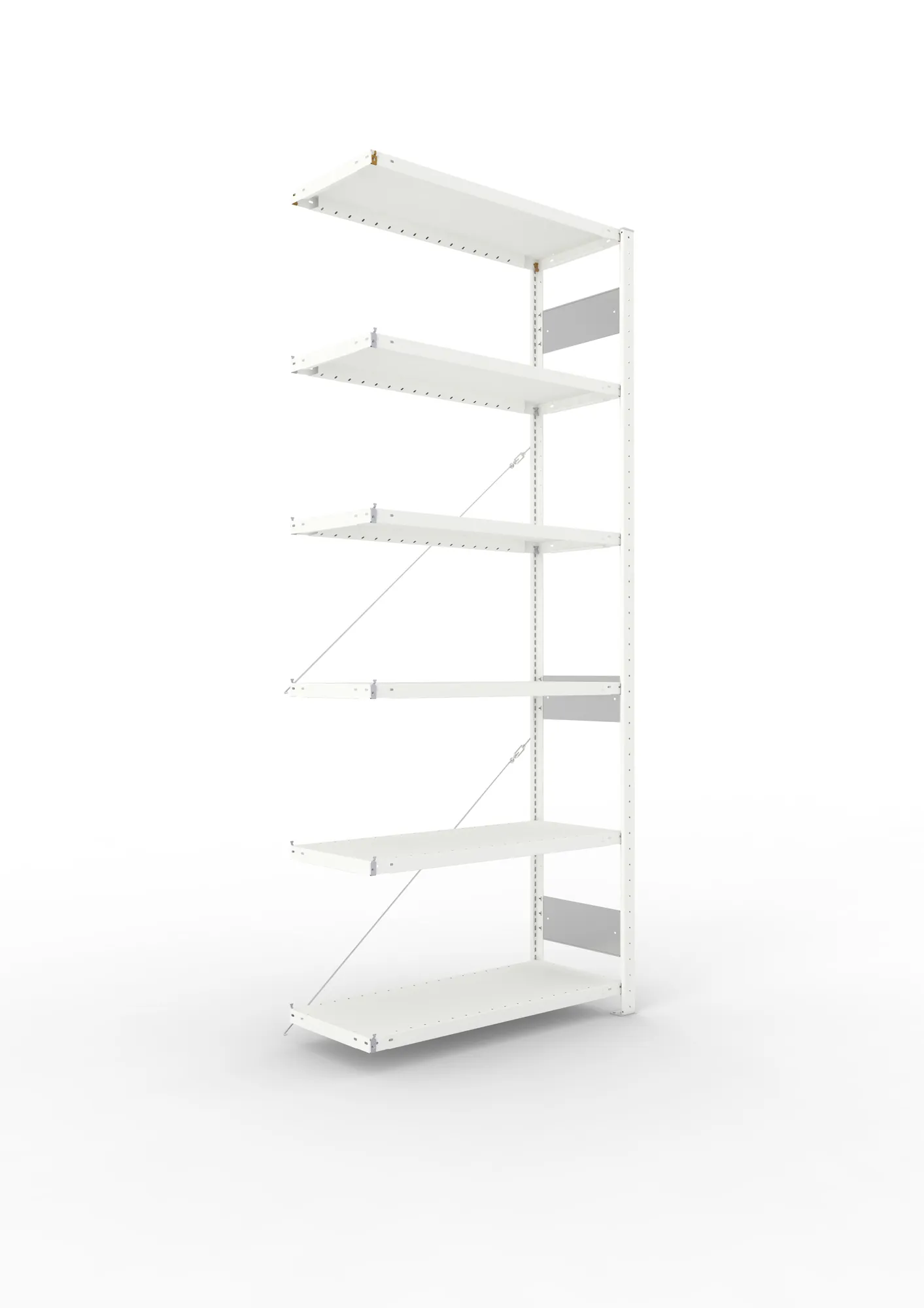 META CLIP S3 | Fachbodenregal | Anbauregal | 2500 x 1000 x 400 mm | Fachlast 100 kg | 5+1 Ebenen | RAL 7035