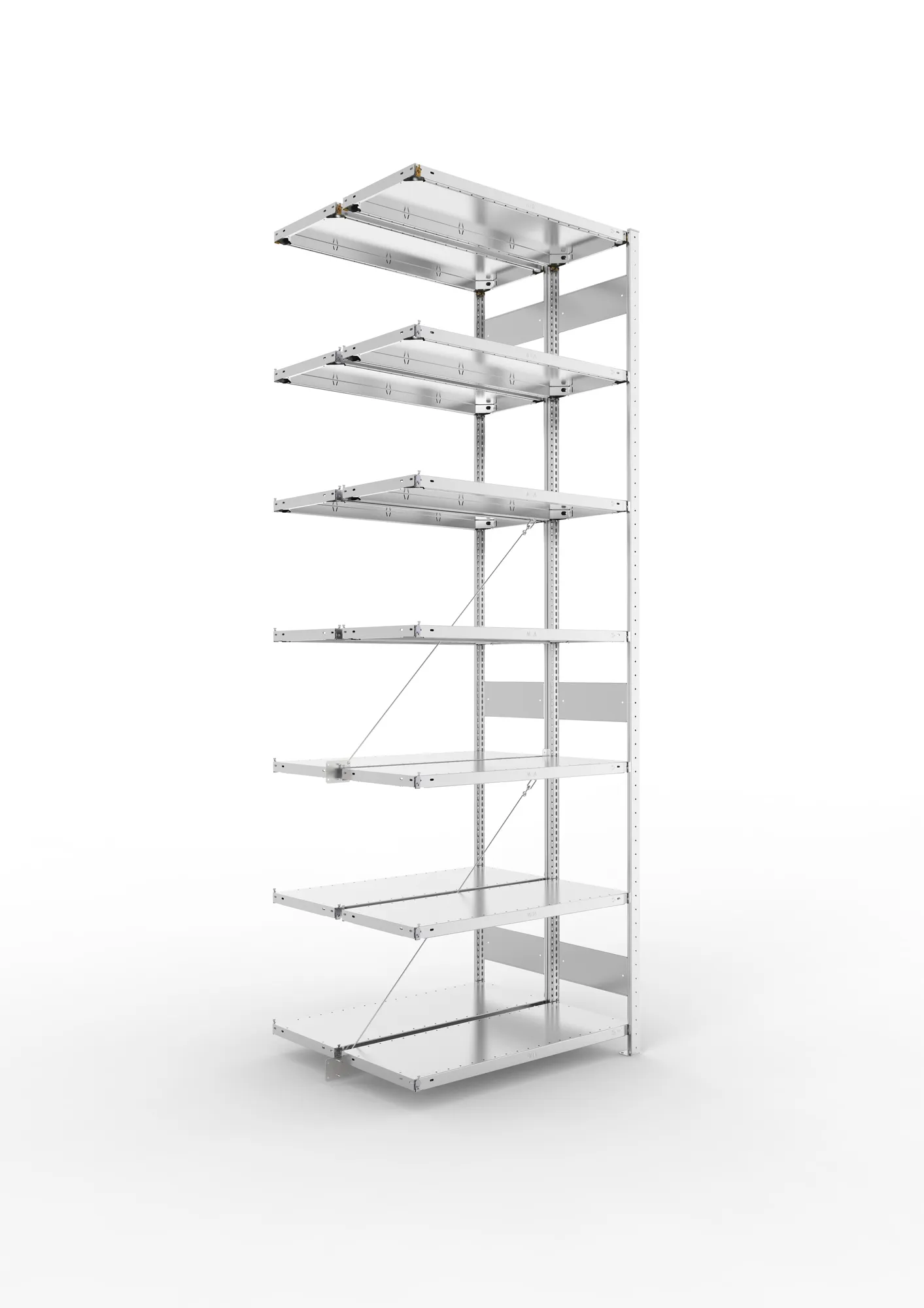 META CLIP | Fachbodenregal | Doppel-Anbauregal | 3000 x 1000 x 400 mm | Fachlast 150 kg | 6+1 Ebenen | verzinkt