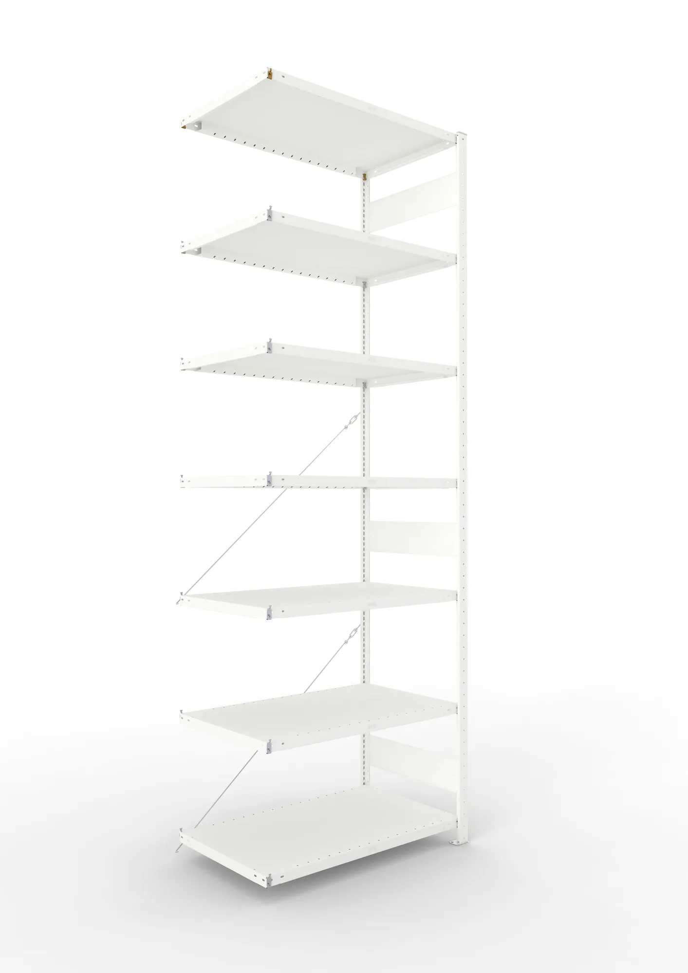 META CLIP | Fachbodenregal | Anbauregal | 3000 x 1000 x 600 mm | Fachlast 230 kg | 6+1 Ebenen | RAL 7035