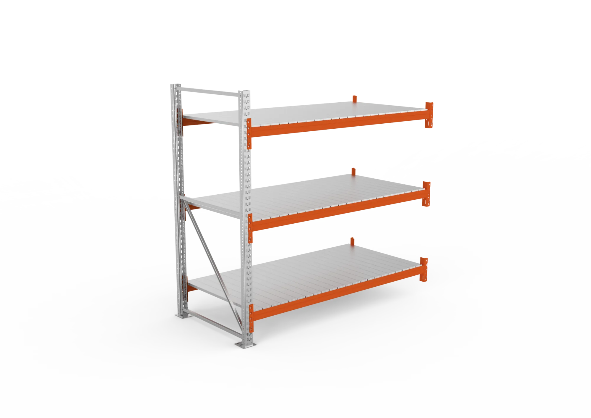 META MULTIPAL | Großfachregal | Anbauregal | 2200 x 2225 x 1100 mm | Fachlast 1900 kg | 3 Ebenen | Stahlpaneele | verzinkt