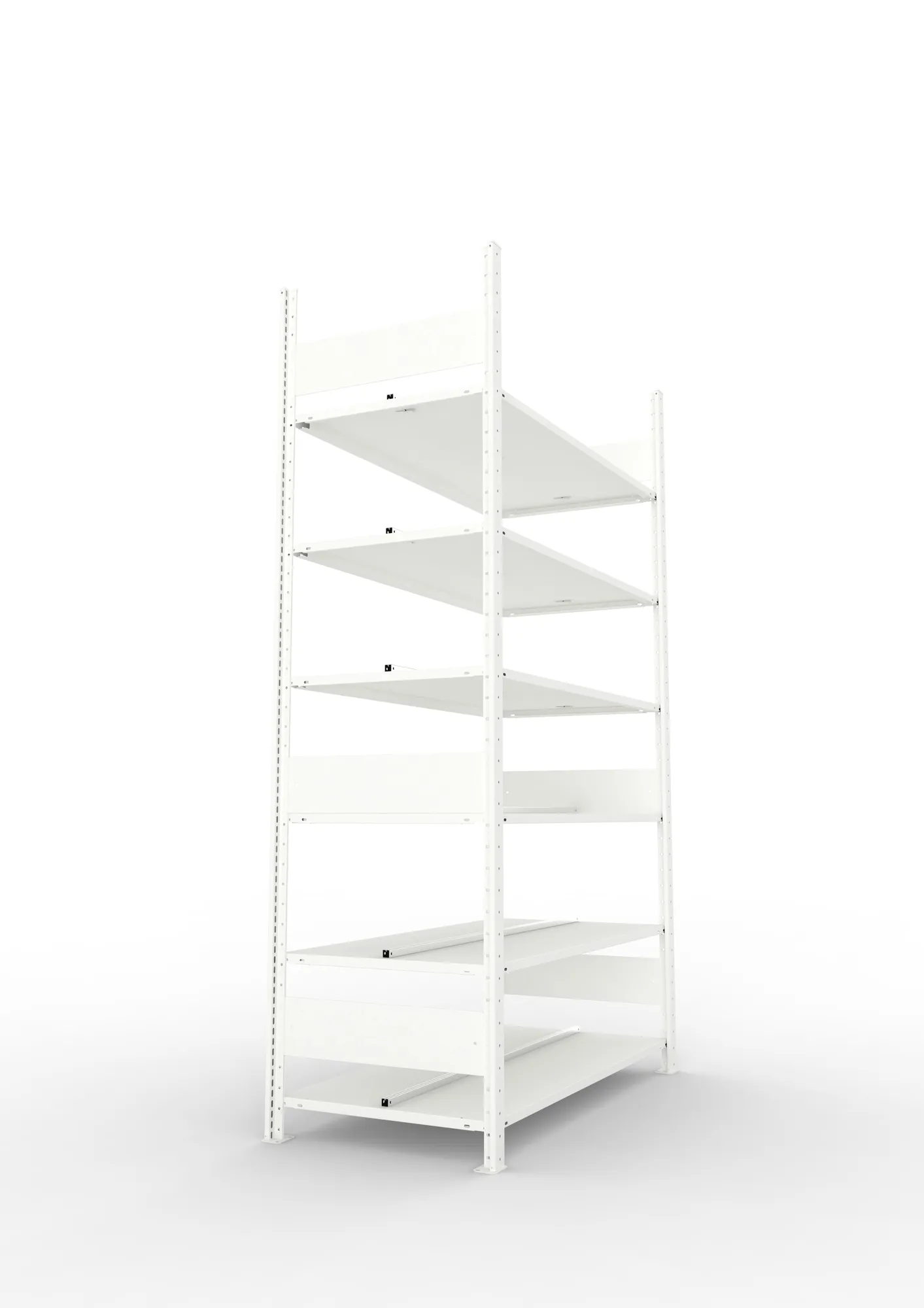 META COMPACT | Büro-Steckregal | Grundregal | 2200 x 1250 x 600 mm | Fachlast 100 kg | 6 Ebenen | RAL 7035