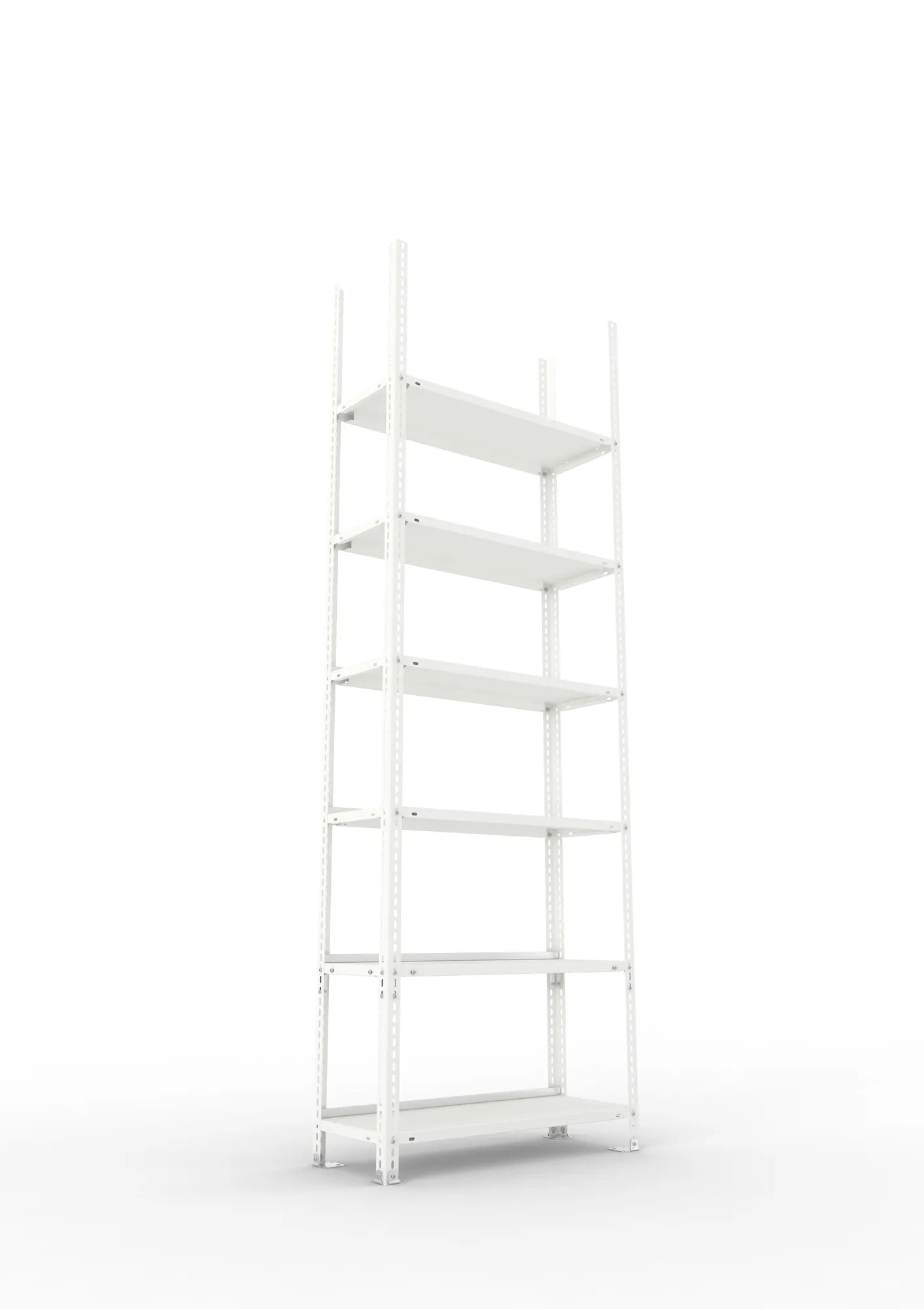 META FIX COMPACT | Büro-Schraubregal | Grundregal | 2200 x 750 x 300 mm | Fachlast 80 kg | 6 Ebenen | RAL 7035